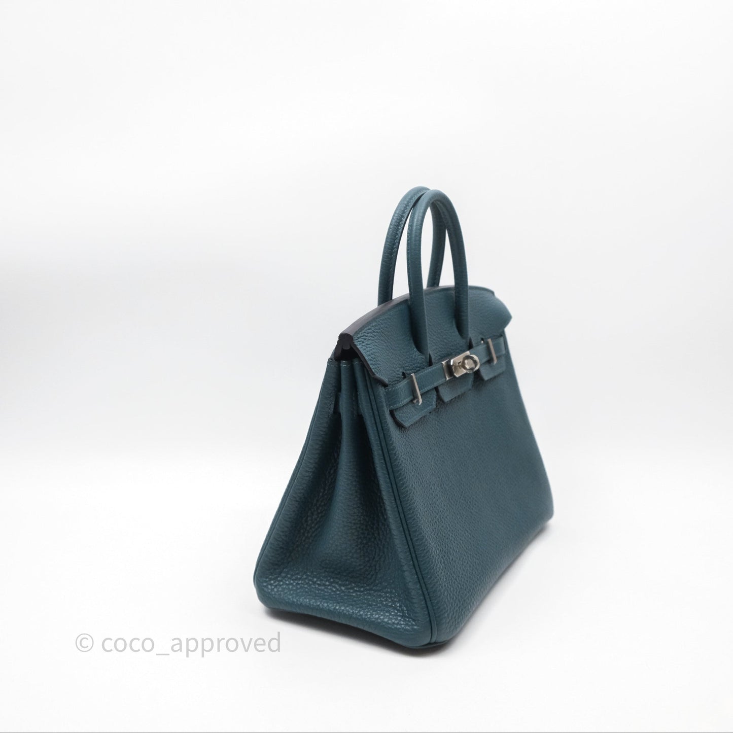 Hermès Birkin 25 Retourne Vert Bosphore W0 / Bleu Océan Z7 Togo Palladium Hardware