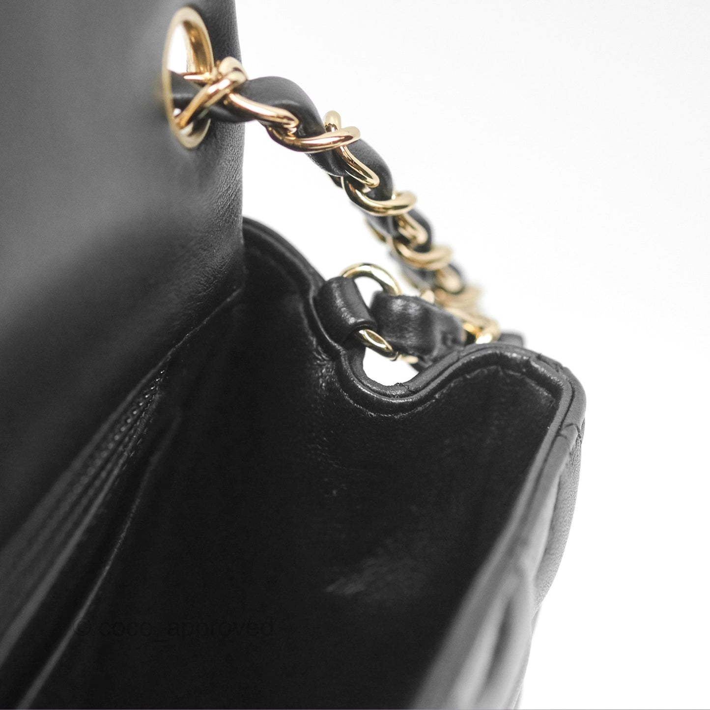 Chanel Mini Square Quilted Black Lambskin Gold Hardware