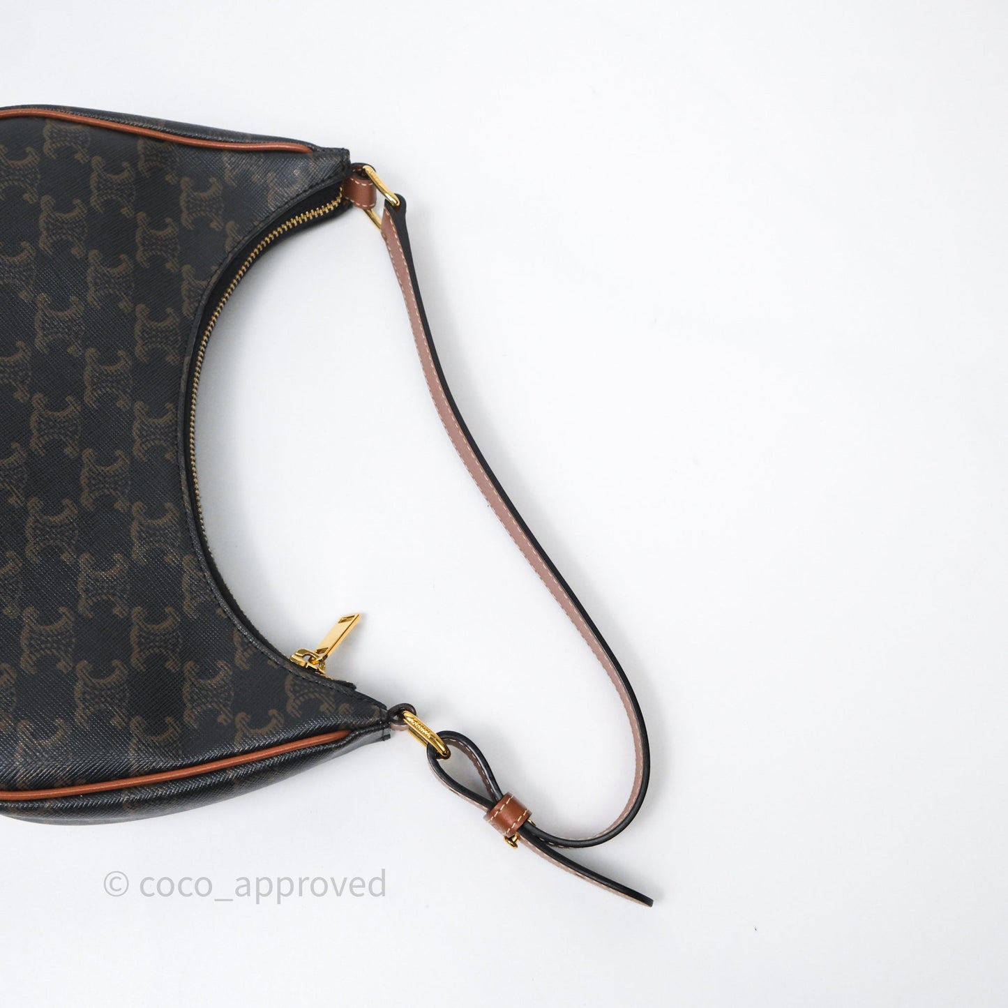 Celine Ava Bag In Triomphe Canvas Calfskin Tan