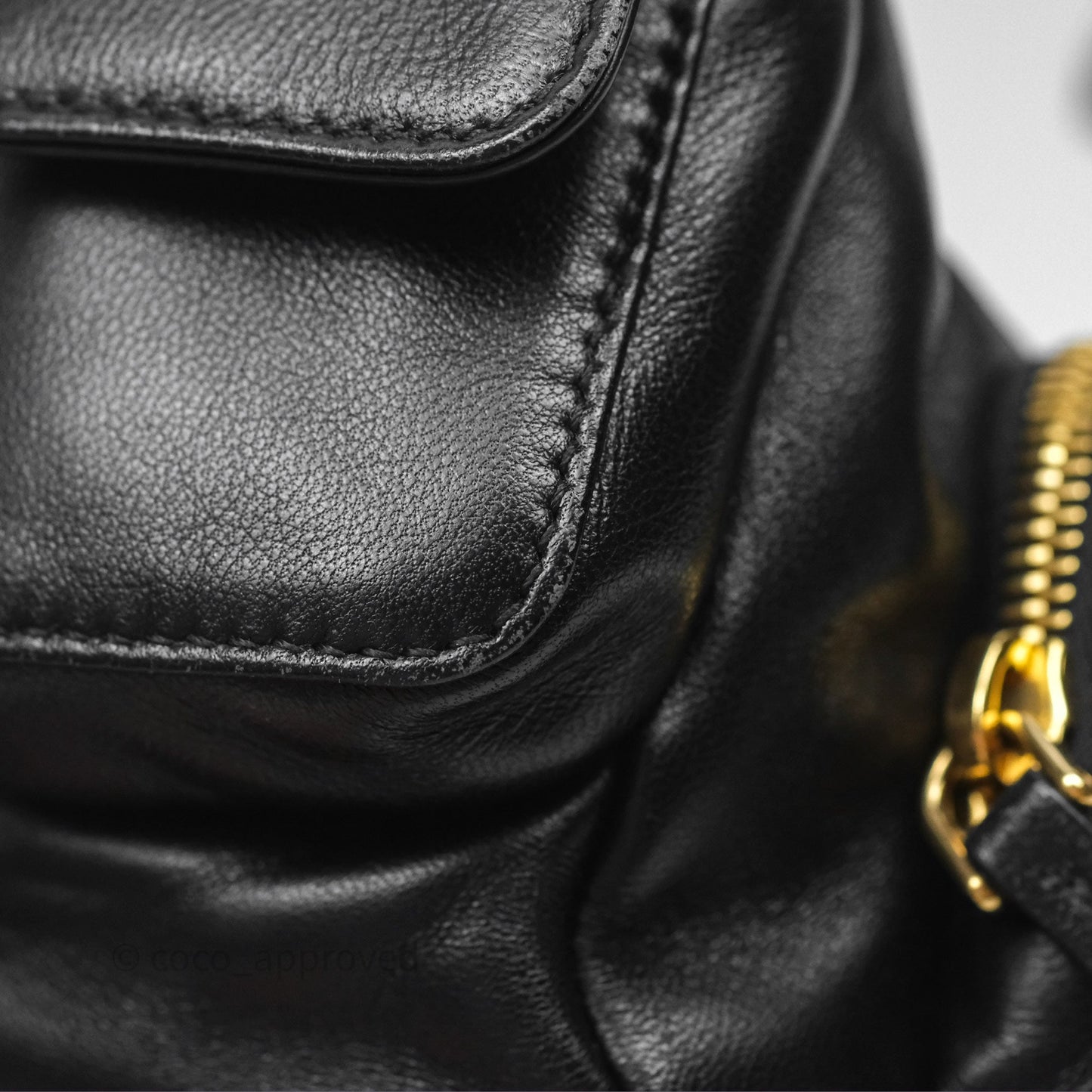 Miu Miu Nappa Leather Pocket Bag Black Lambskin Gold Hardware