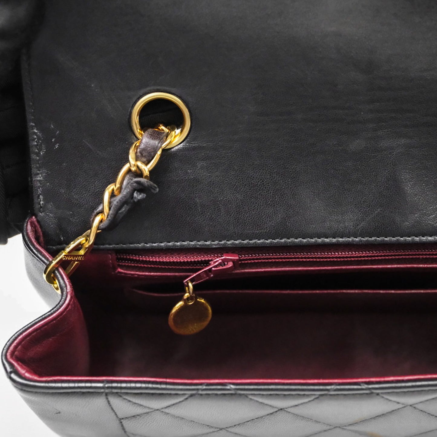 Chanel Vintage Medium Classic Diana Flap Bag Black Lambskin 24K Gold Hardware