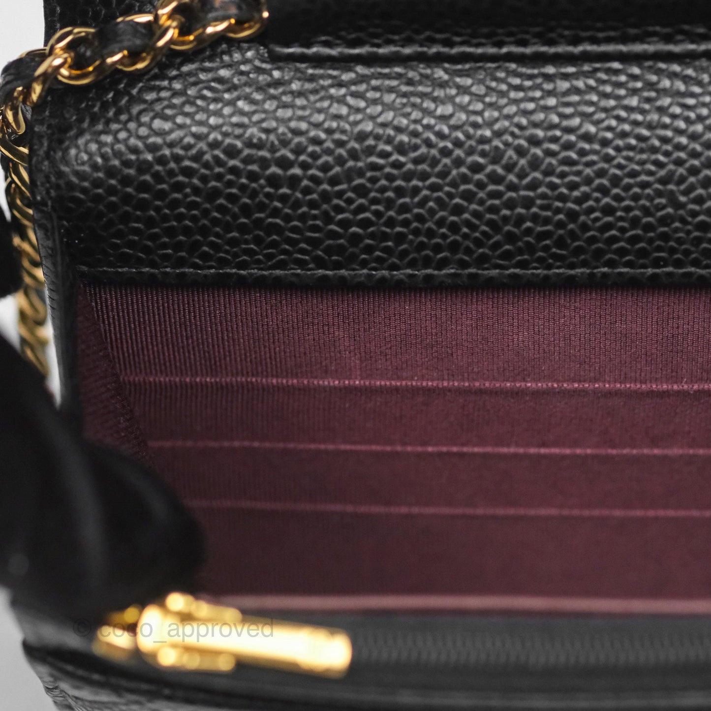 Chanel Classic Wallet On Chain WOC Quilted Black Caviar Gold Hardware