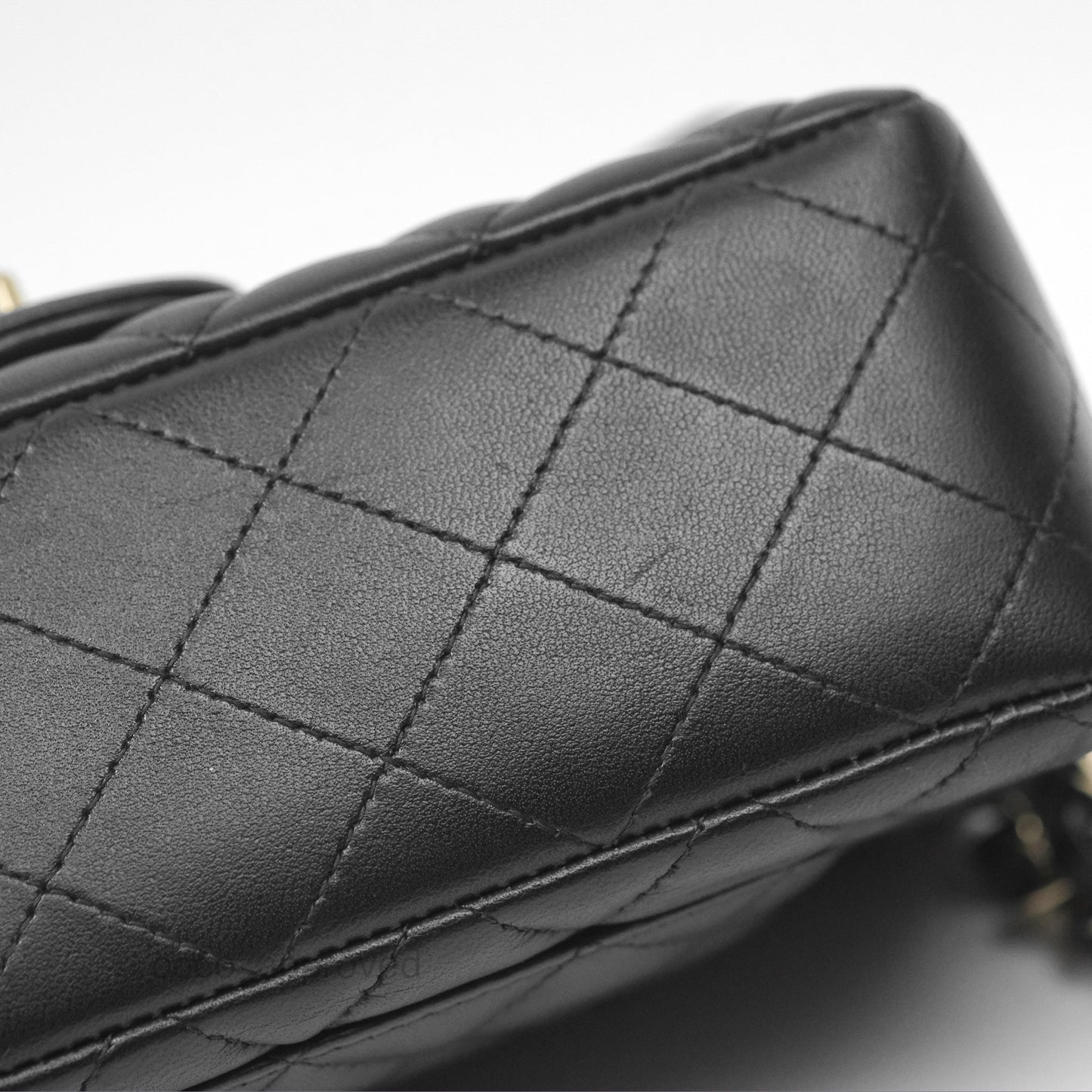 Chanel Mini Rectangular Quilted Black Lambskin Gold Hardware