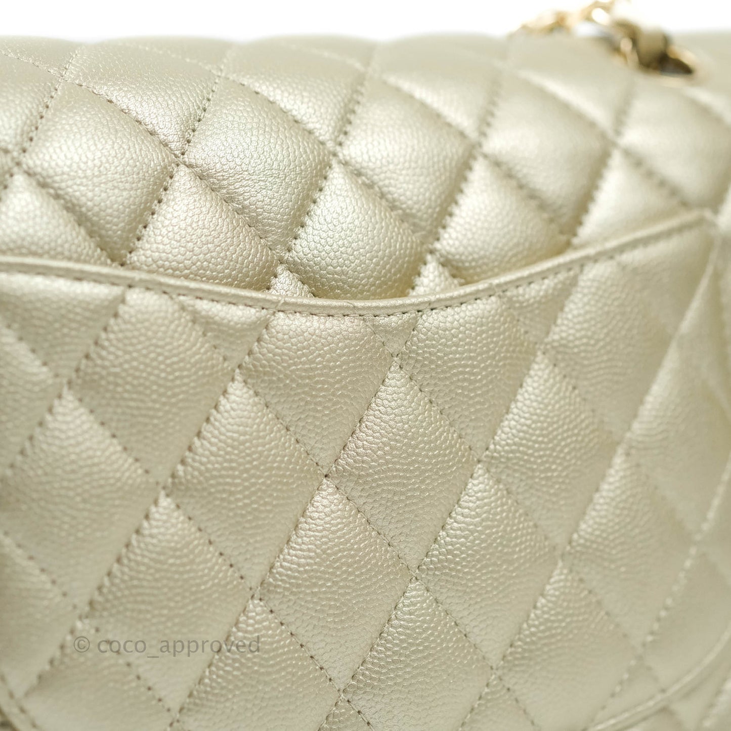 Chanel Classic M/L Medium Double Flap Bag Light Gold Caviar Gold Hardware