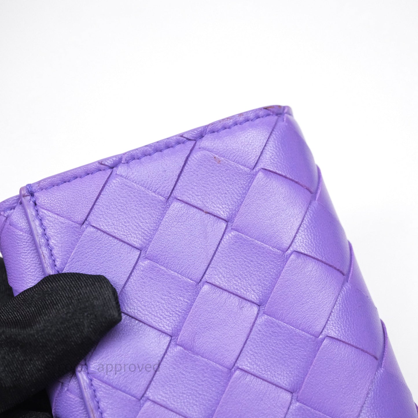 Bottega Veneta Purple Small Intrecciato Tri-Fold Zip Wallet