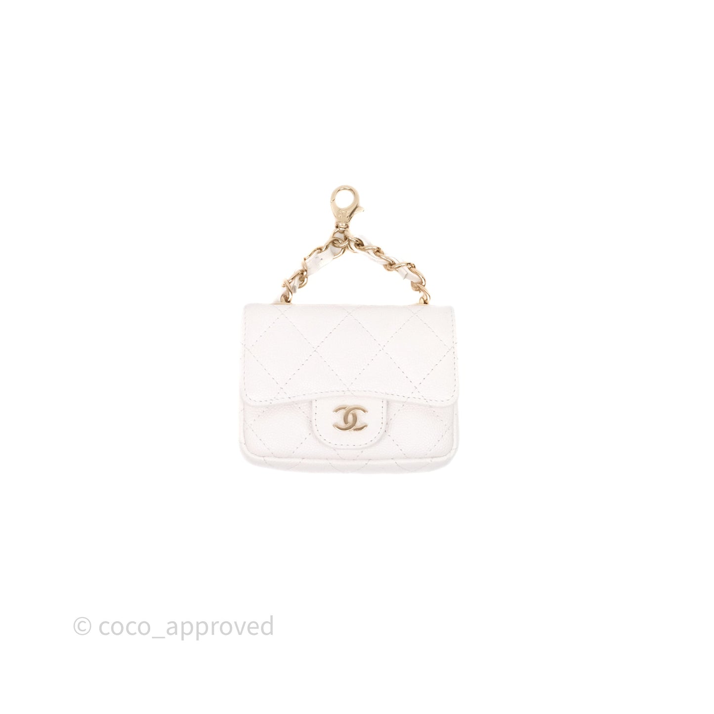 Chanel Mini Flap Belt Bag Caviar White Gold Hardware
