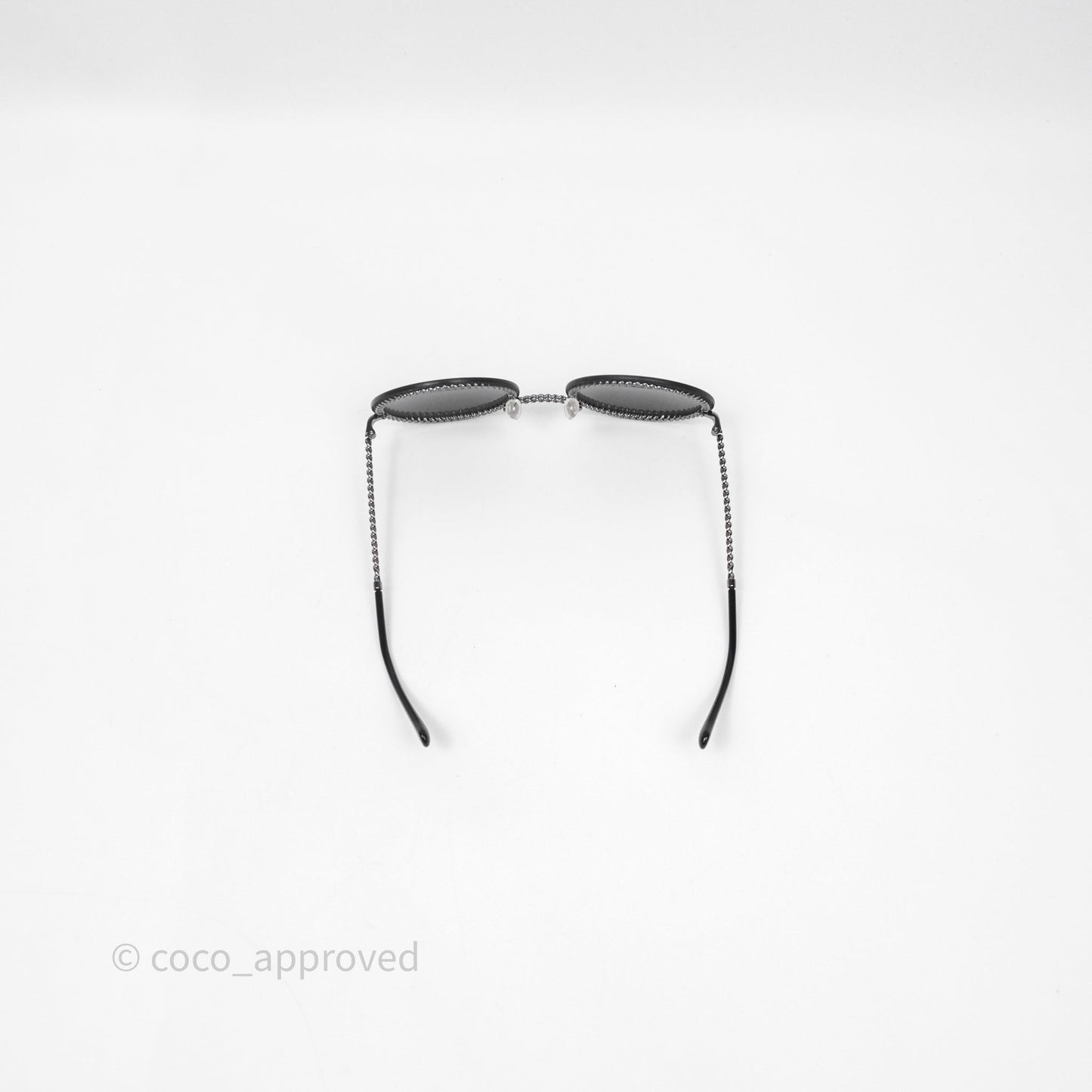 Chanel Round Sunglasses With Chain Black