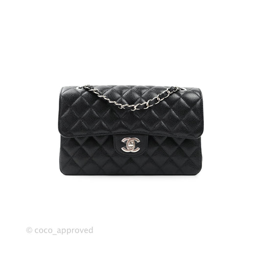 Chanel Classic Small S/M Flap Black Caviar Silver Hardware