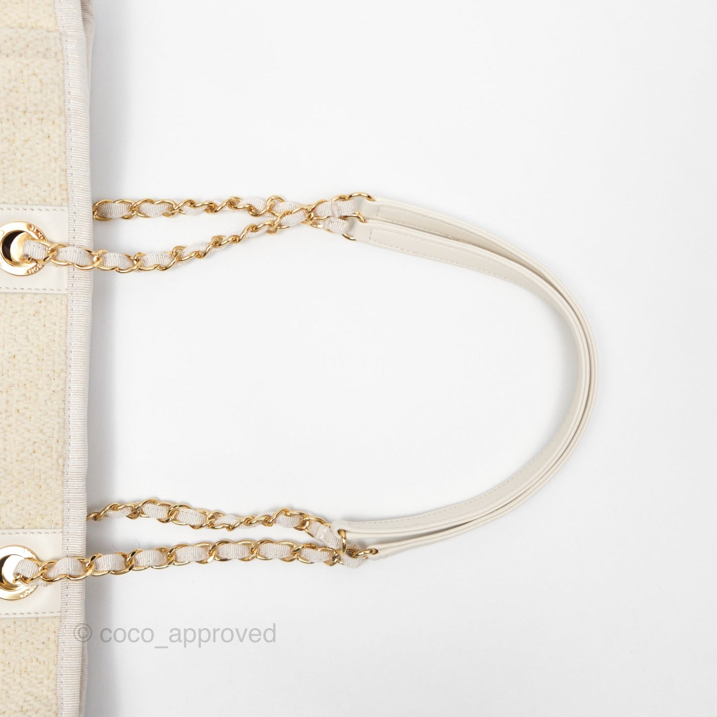 Chanel Medium Deauville Tote Ivory Lurex Boucle 19A