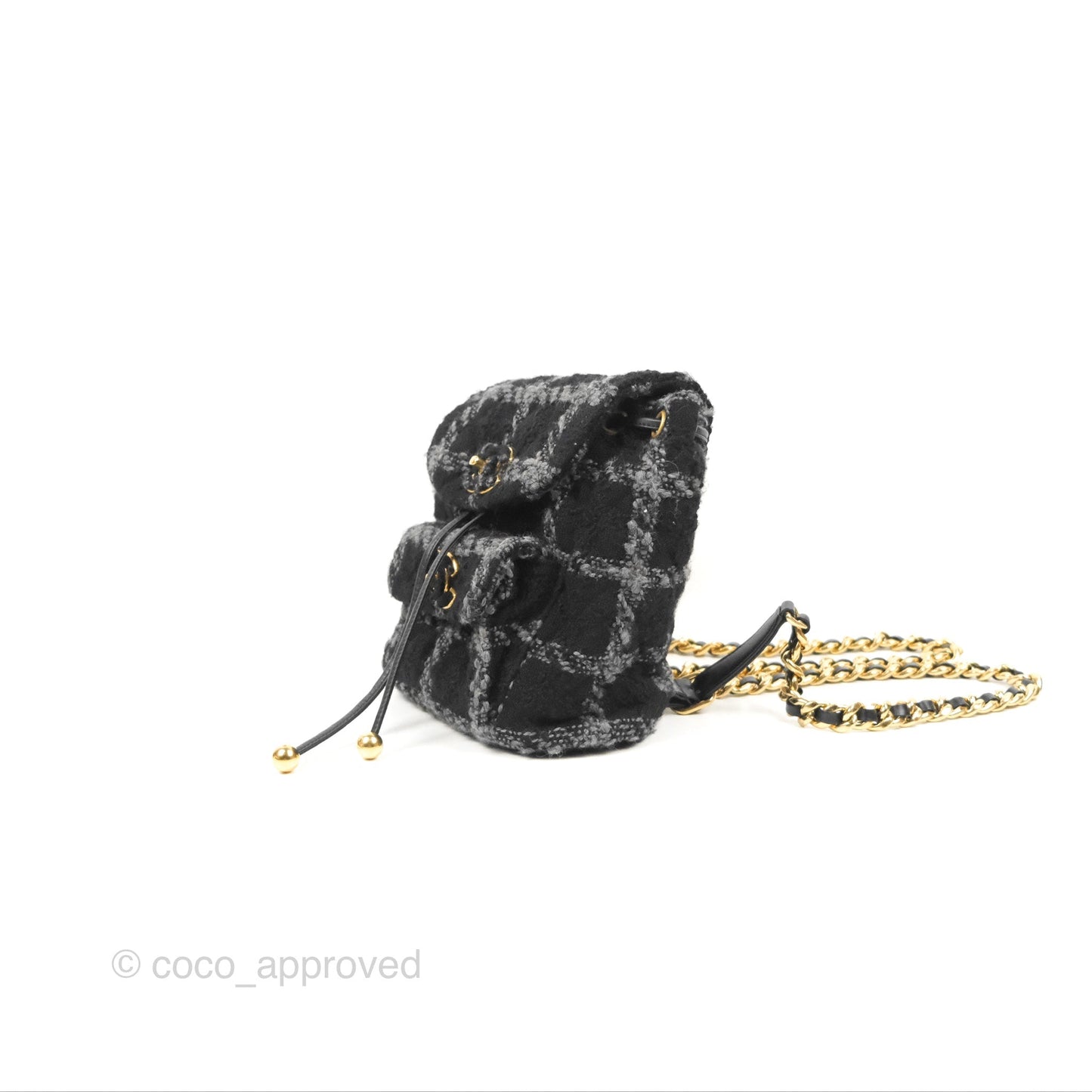 Chanel Duma Backpack Black Tweed Gold Hardware 22K