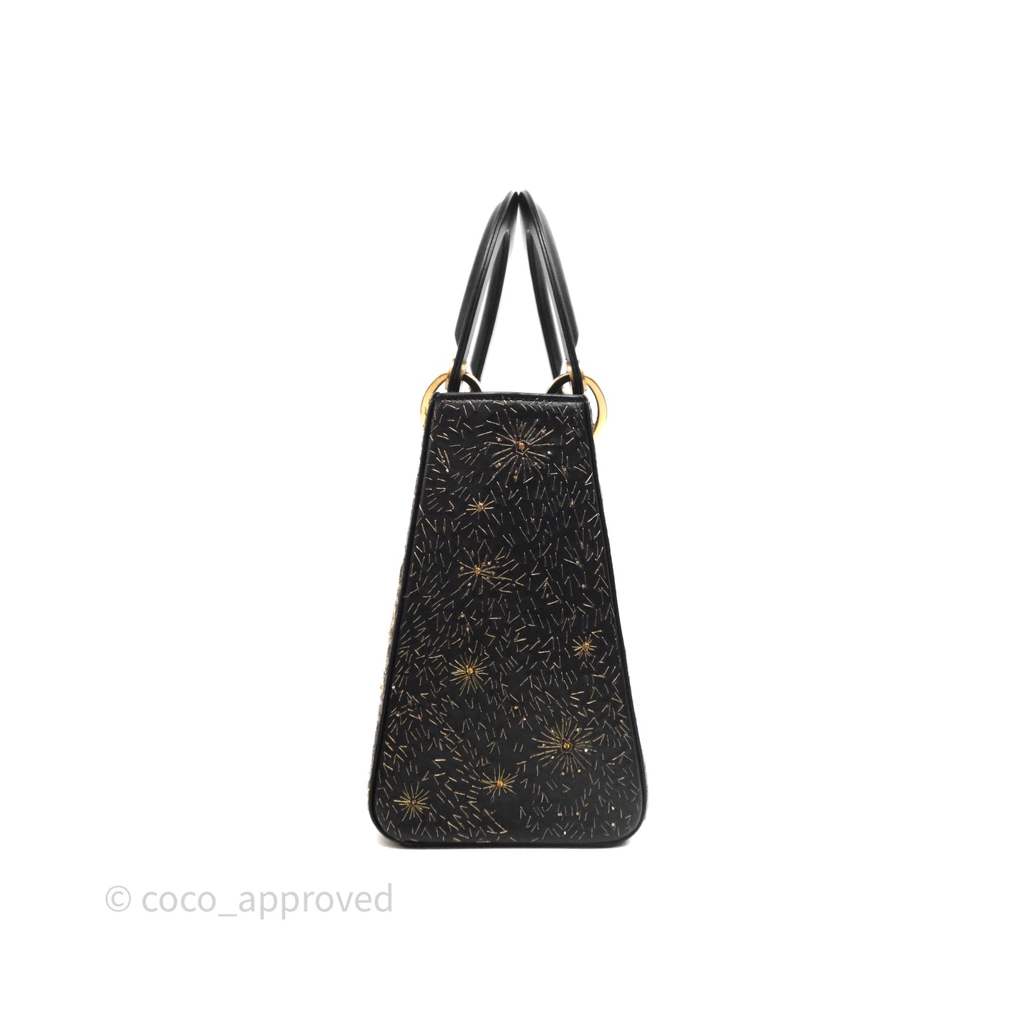 Christian Dior Medium Lady Dior Limited Edition The Moon In My EyesBag Black Calfskin Gold Hardware