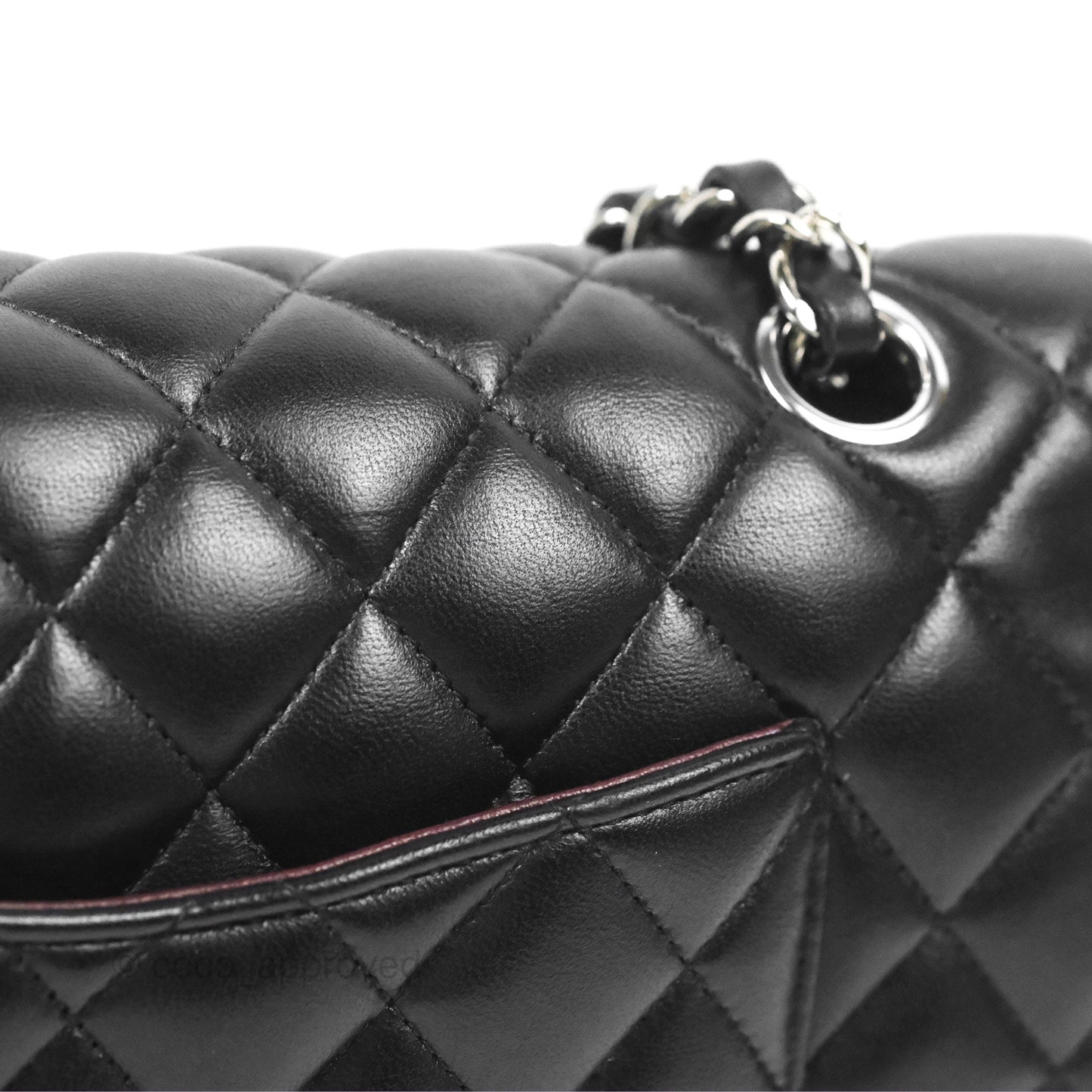 Chanel Classic M/L Medium Flap Quilted Black Lambskin Silver Hardware