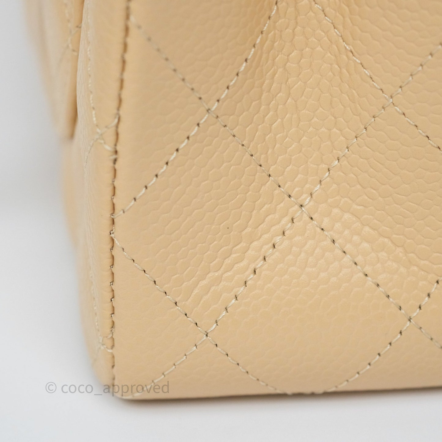 Chanel Small Classic Flap Quilted Beige Caviar Gold Hardware