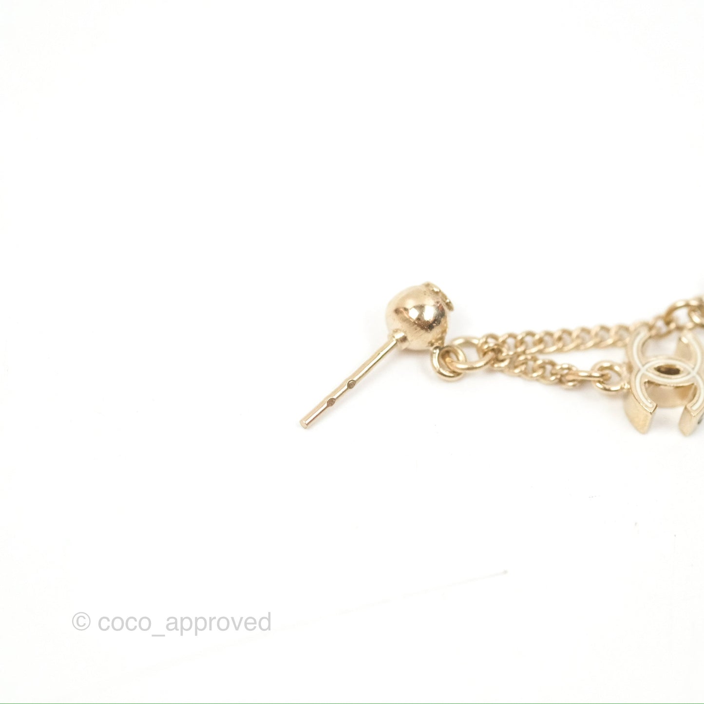 Chanel CC Flower Drop Earrings Gold Tone 13C
