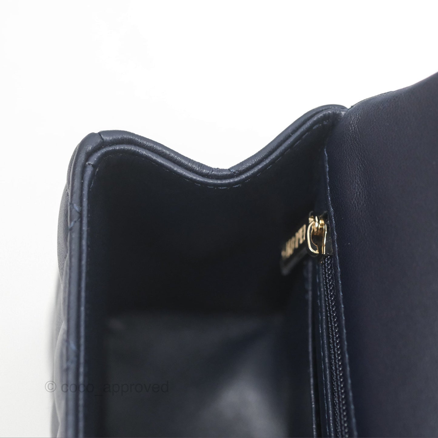 Chanel Top Handle Mini Rectangular Flap Bag Navy Lambskin Gold Hardware