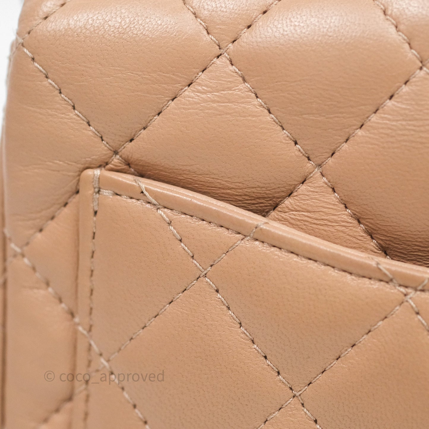 Chanel Mini Square Flap Quilted Beige Lambskin Gold Hardware