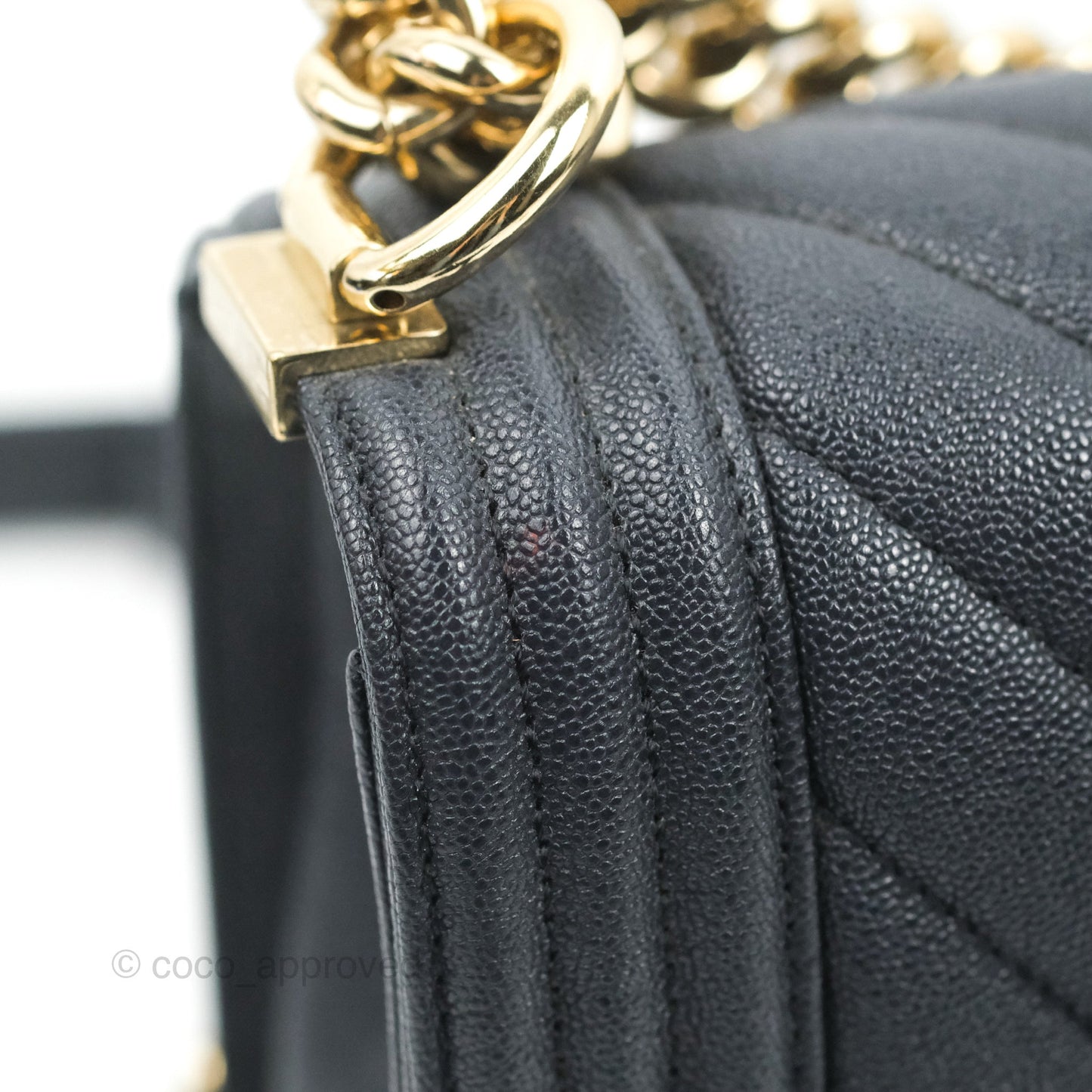 Chanel Chevron Medium Boy Dark Navy Caviar Gold Hardware