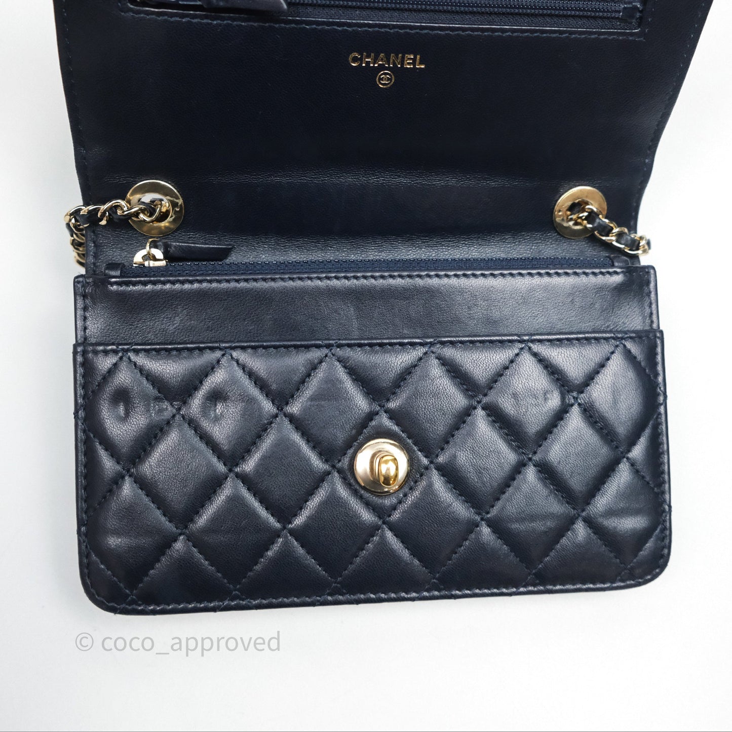 Chanel Trendy CC WOC Wallet On Chain Navy Lambskin Gold Hardware
