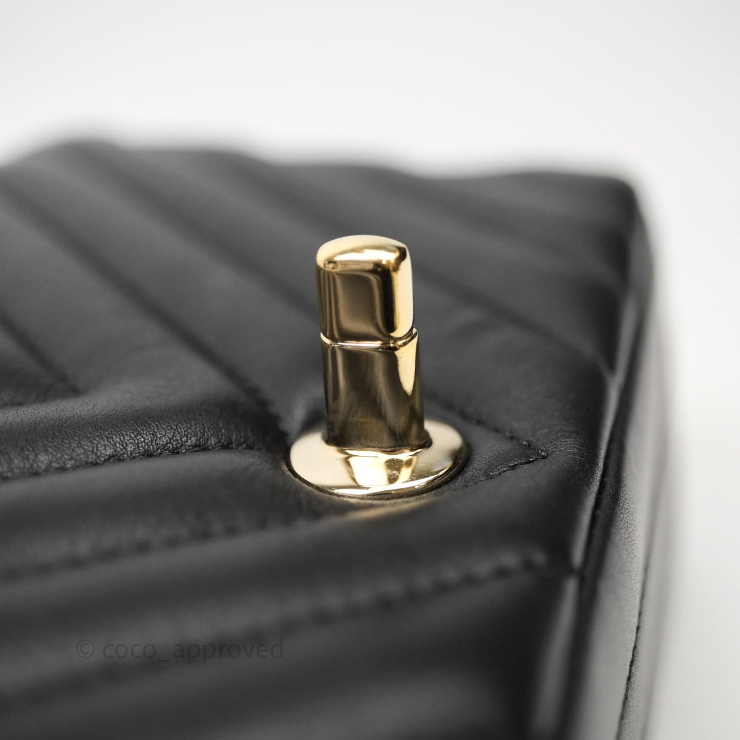 Chanel Black Lambskin Chevron Quilted Statement Flap Bag Light Gold Hardware