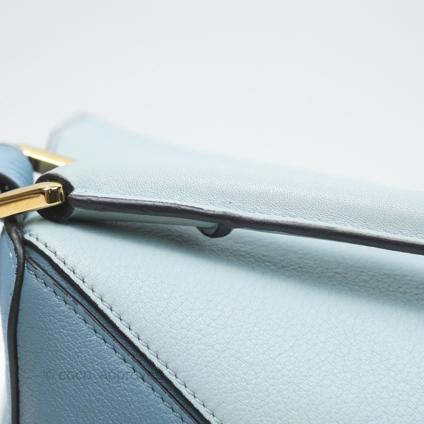Loewe Small Puzzle Bag Blue Grained Calfskin Gold Hardware