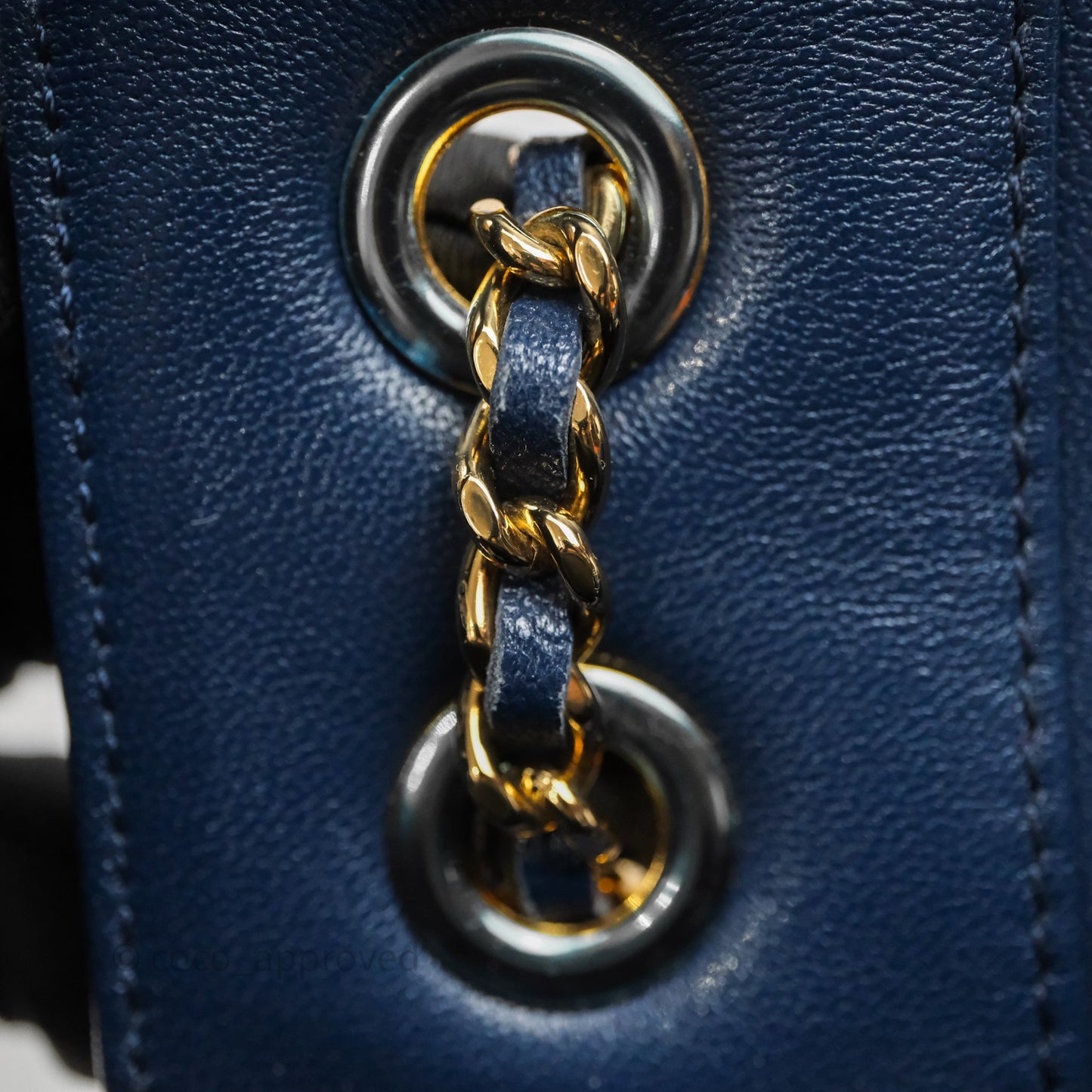 Chanel Mademoiselle Vintage Flap Bag Navy Sheepskin Gold Hardware