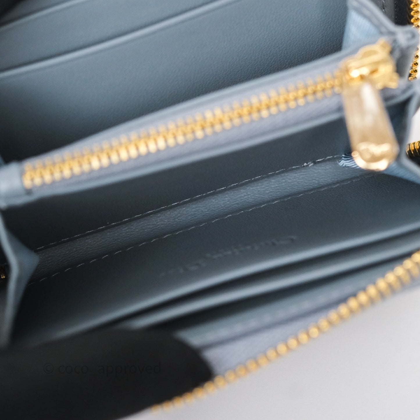 Dior Small Lady Dior Voyageur Coin Purse Cloud Blue Lambskin Cannage