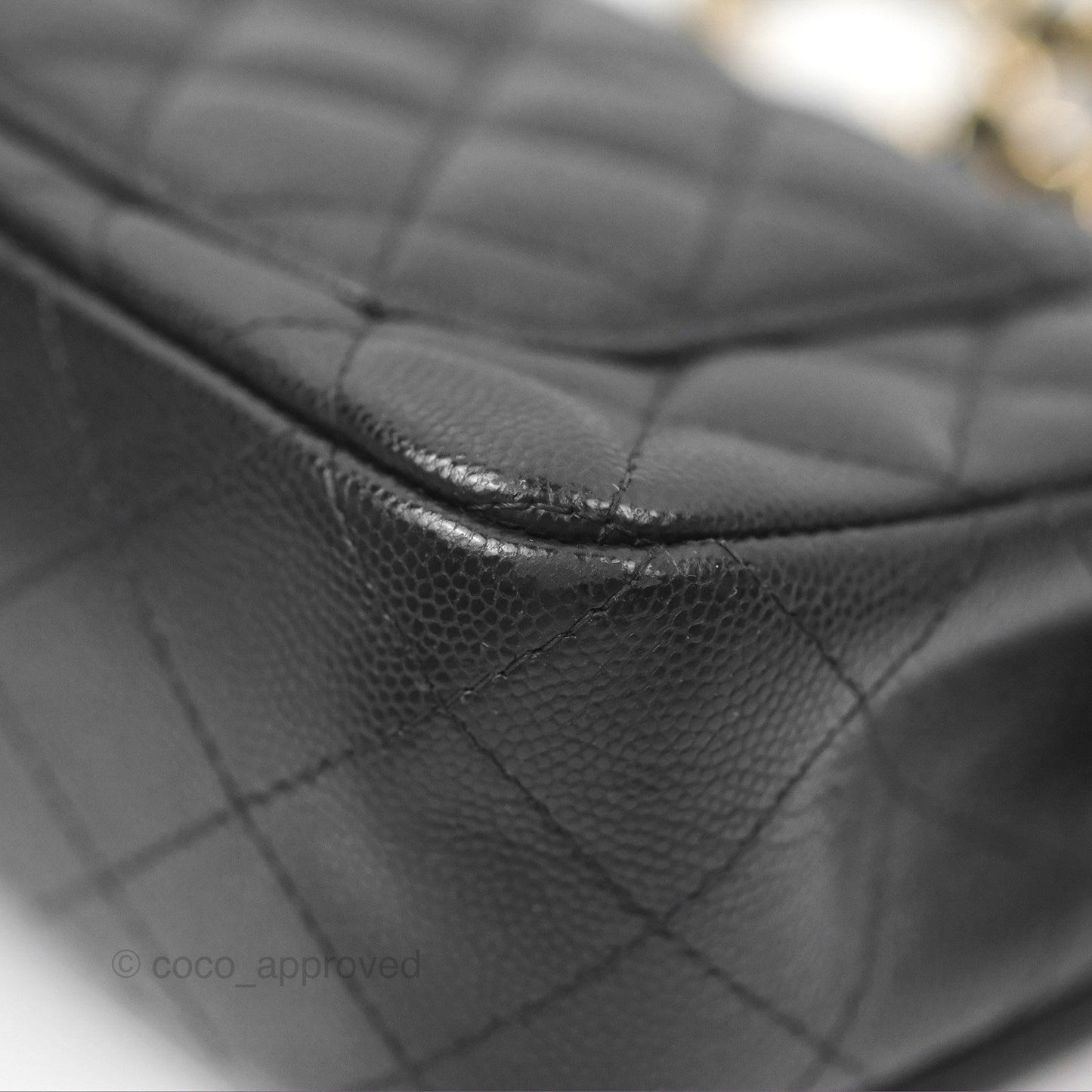 Chanel Quilted Mini Rectangular Black Caviar Gold Hardware 17B