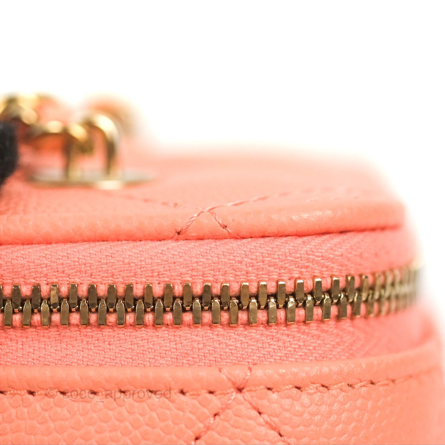 Chanel Mini Vanity With Chain Coral Pink Caviar Gold Hardware