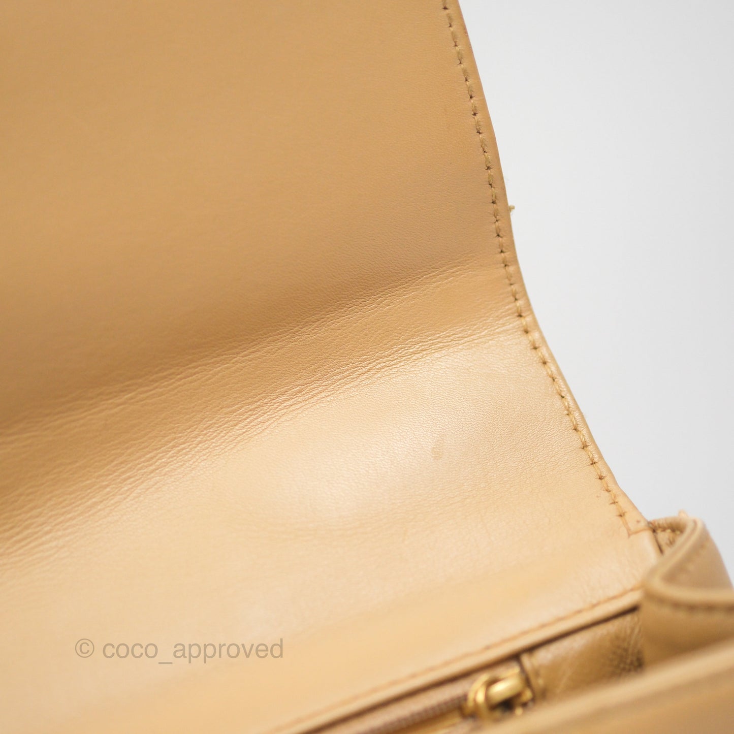 Chanel Vintage Jumbo Beige Flap Bag Lambskin Enamel Hardware