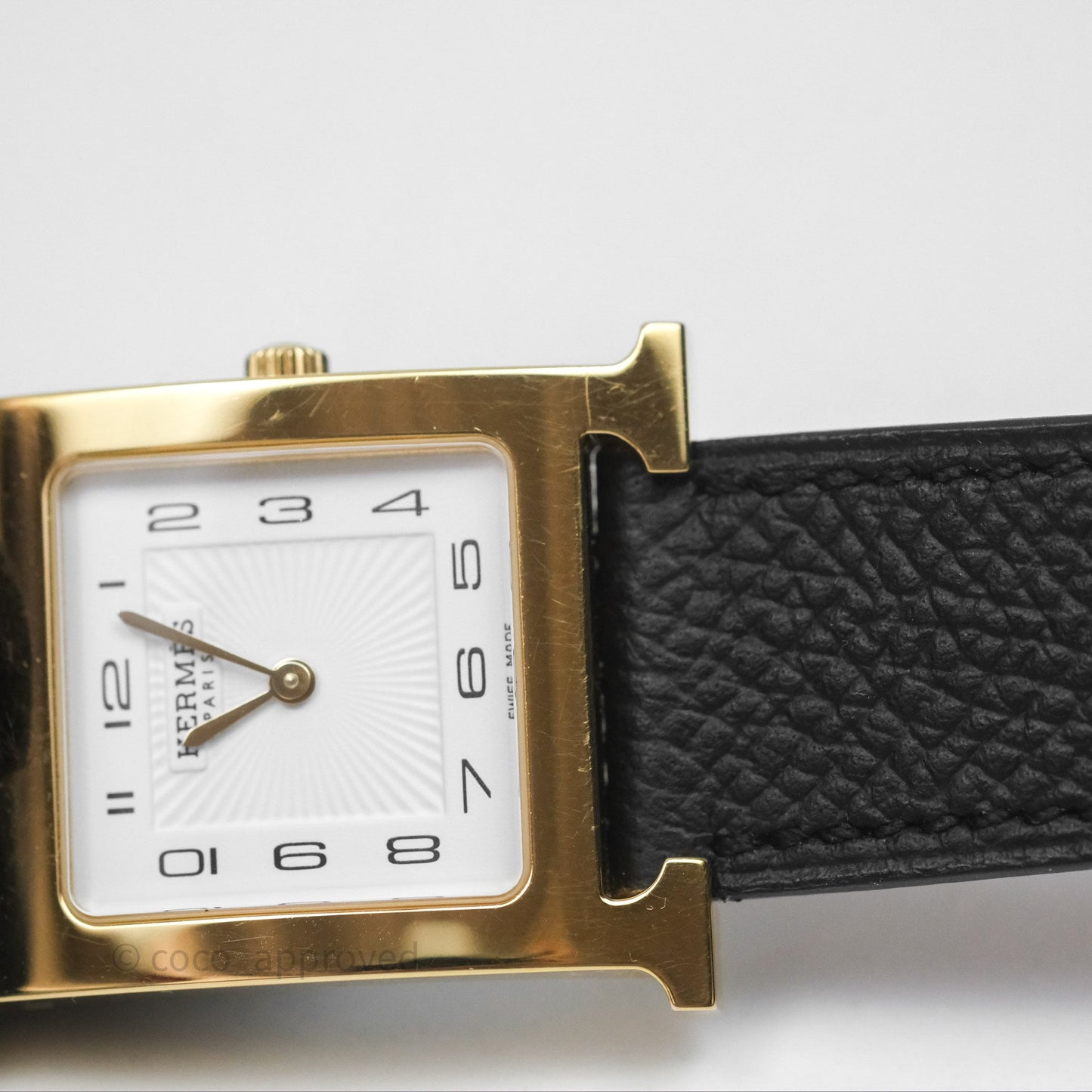 Hermès Heure H Watch Medium Model 30 mm Black Noir 89  Epsom Gold Hardware