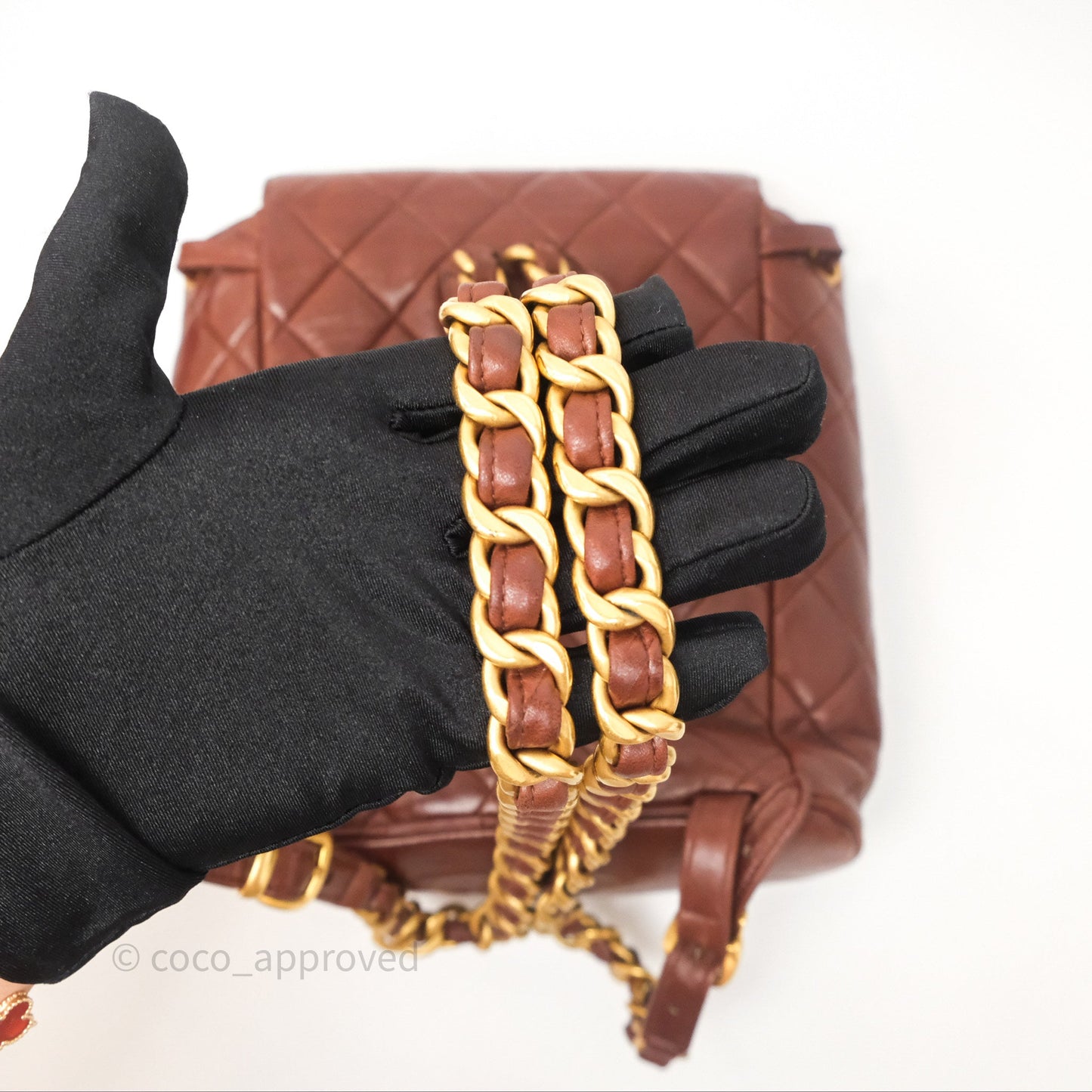 Chanel Vintage CC Duma Backpack Brown Lambskin 24K Gold Hardware
