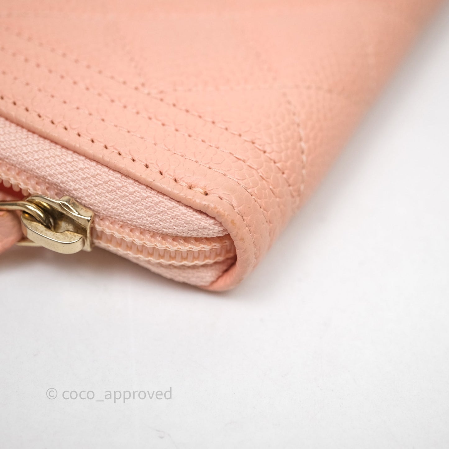 Chanel Boy Zip Long Wallet Pink Caviar Gold Hardware