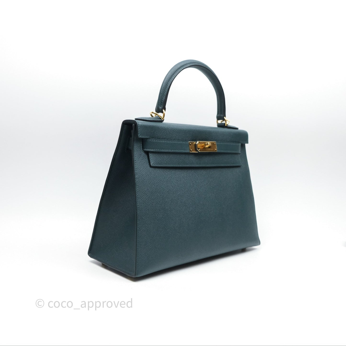 Hermès Kelly 28 Sellier Vert Cypres 6O Epsom Gold Hardware