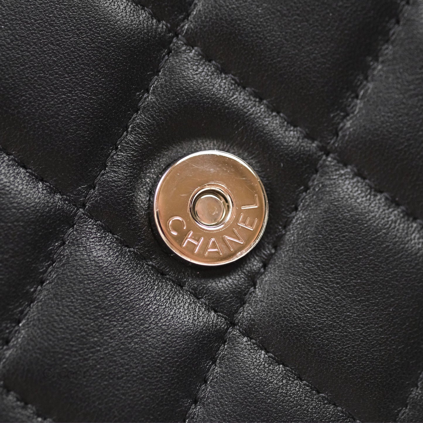Chanel Quilted Mini Wallet on Chain WOC Black Lambskin Silver Hardware