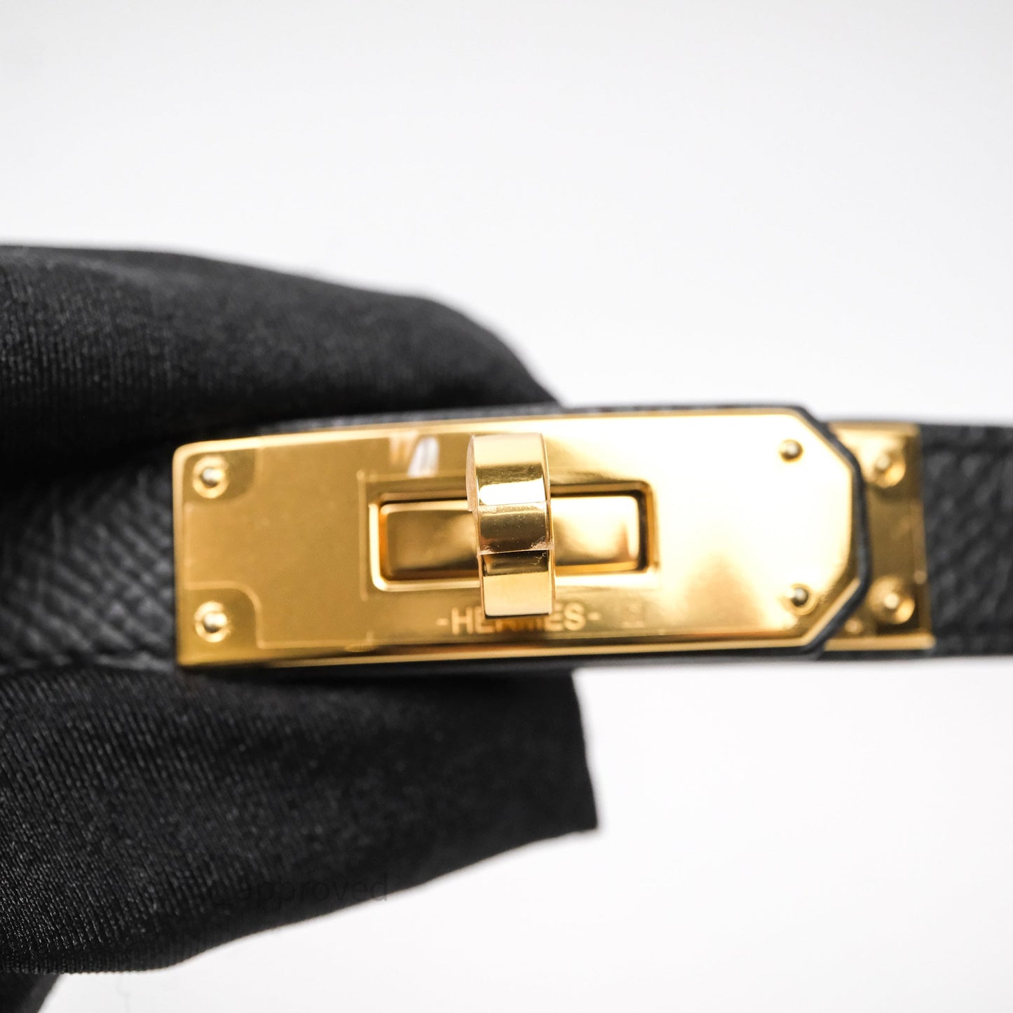 Hermès Kelly Buckle Belt Black Noir Epsom Gold Hardware