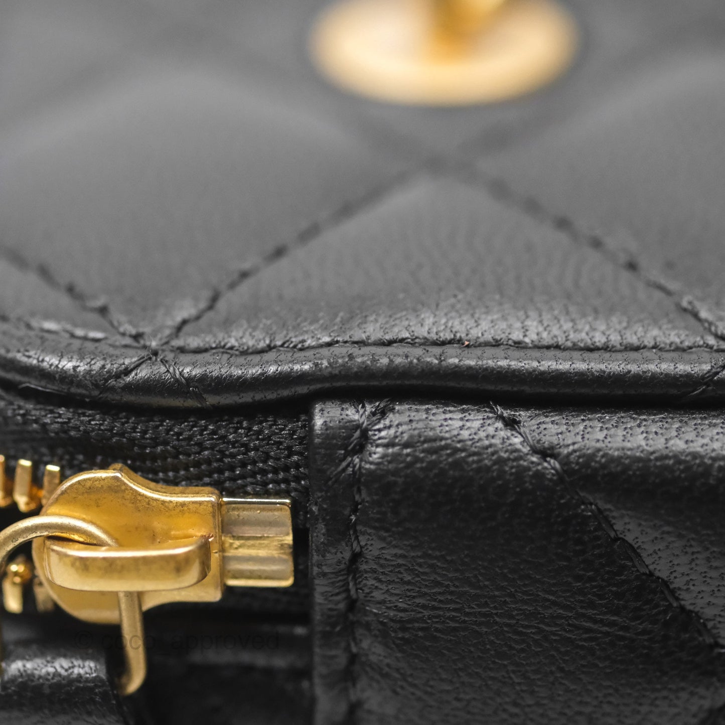 Chanel Vanity with COCO Heart Chain Black Lambskin Aged Gold Hardware