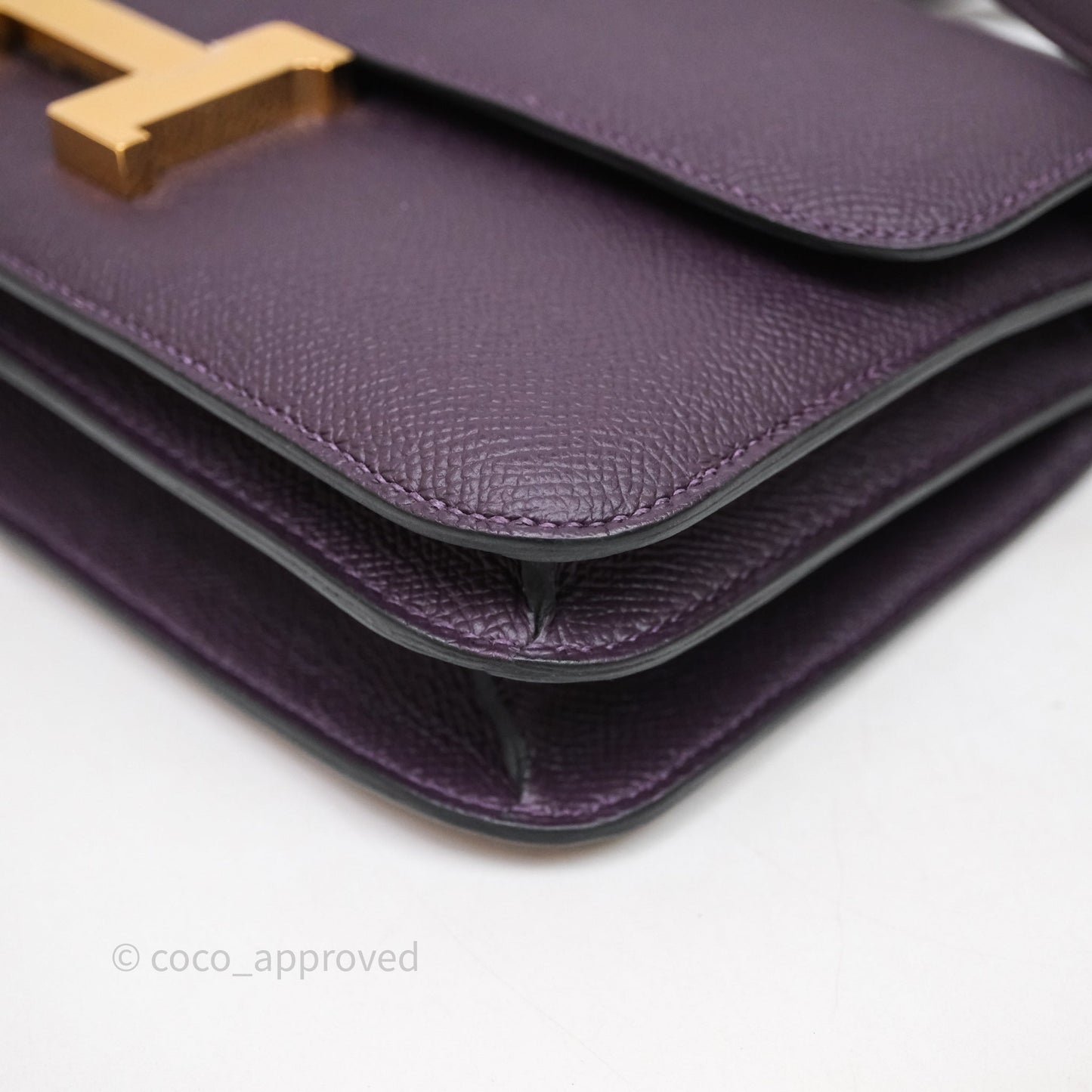Hermès Constance Elan Raisin 59 Epsom Gold Hardware