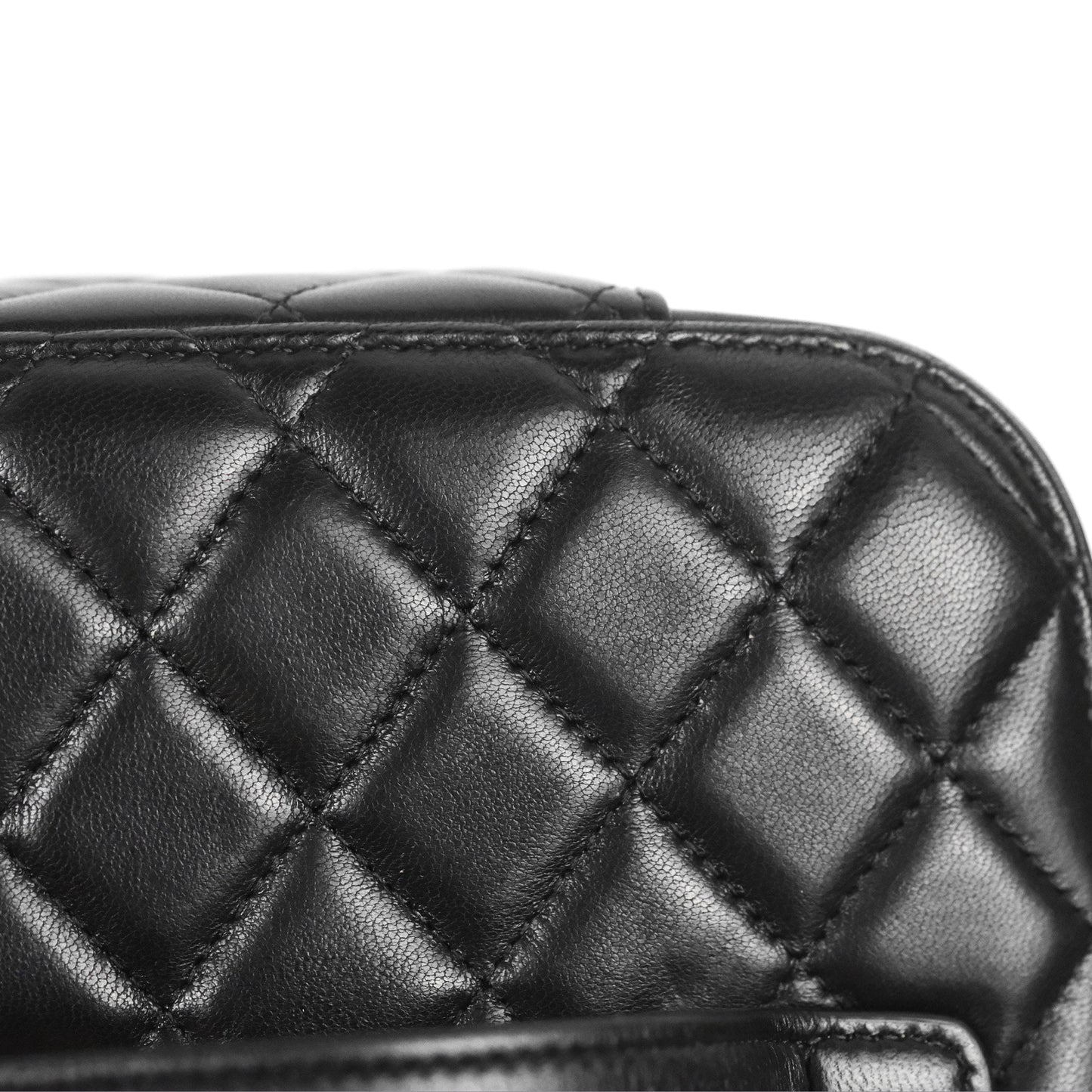 Chanel Classic Cosmetic Vanity Pouch Quilted Black Lambskin Gold Hardware