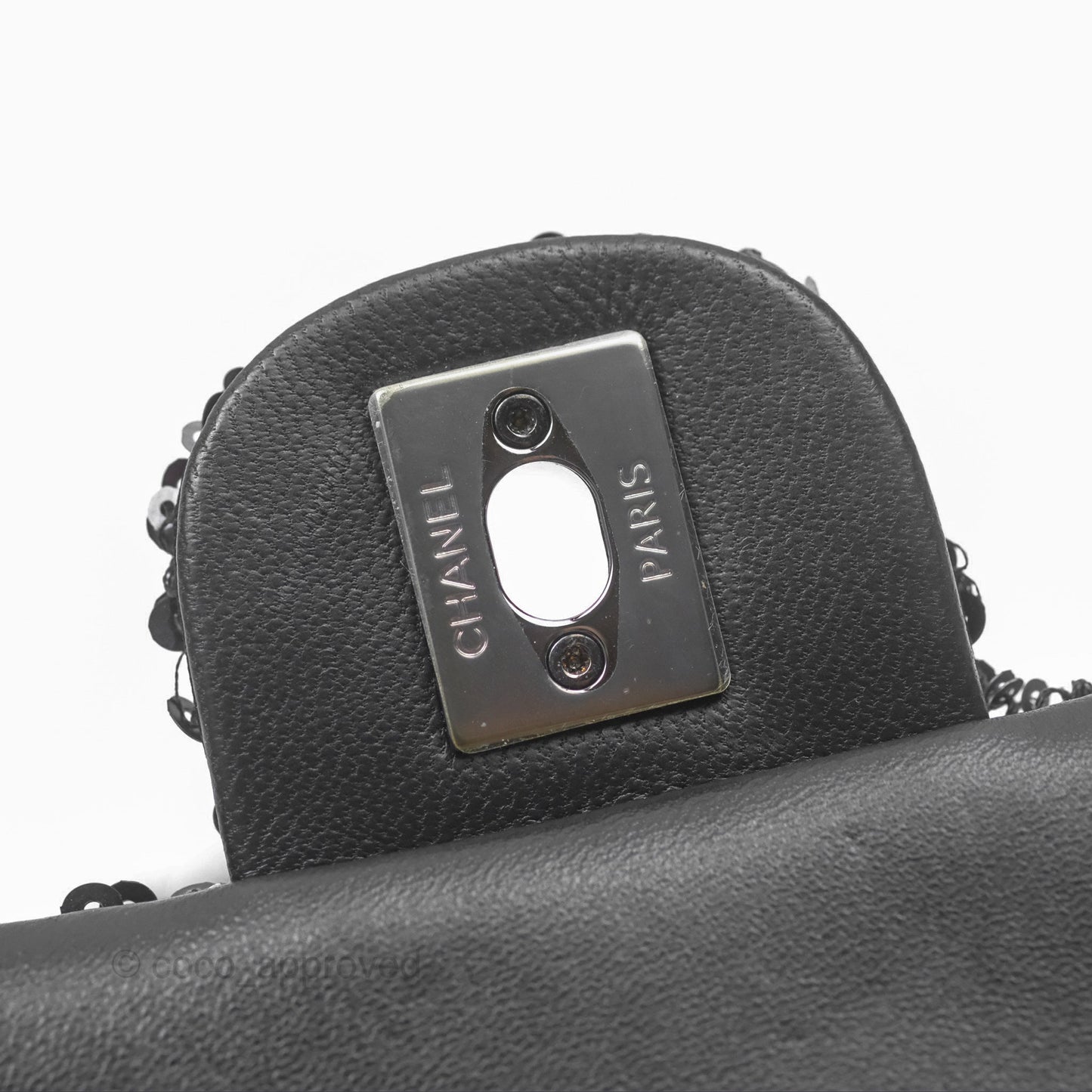 Chanel Flap Bag Sequin Black Silver Hardware 23S