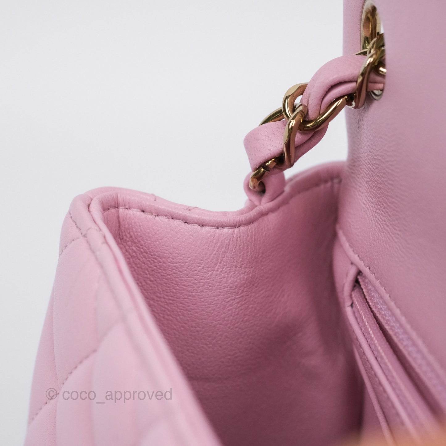 Chanel Mini Square Flap Quilted Pink Lambskin Gold Hardware