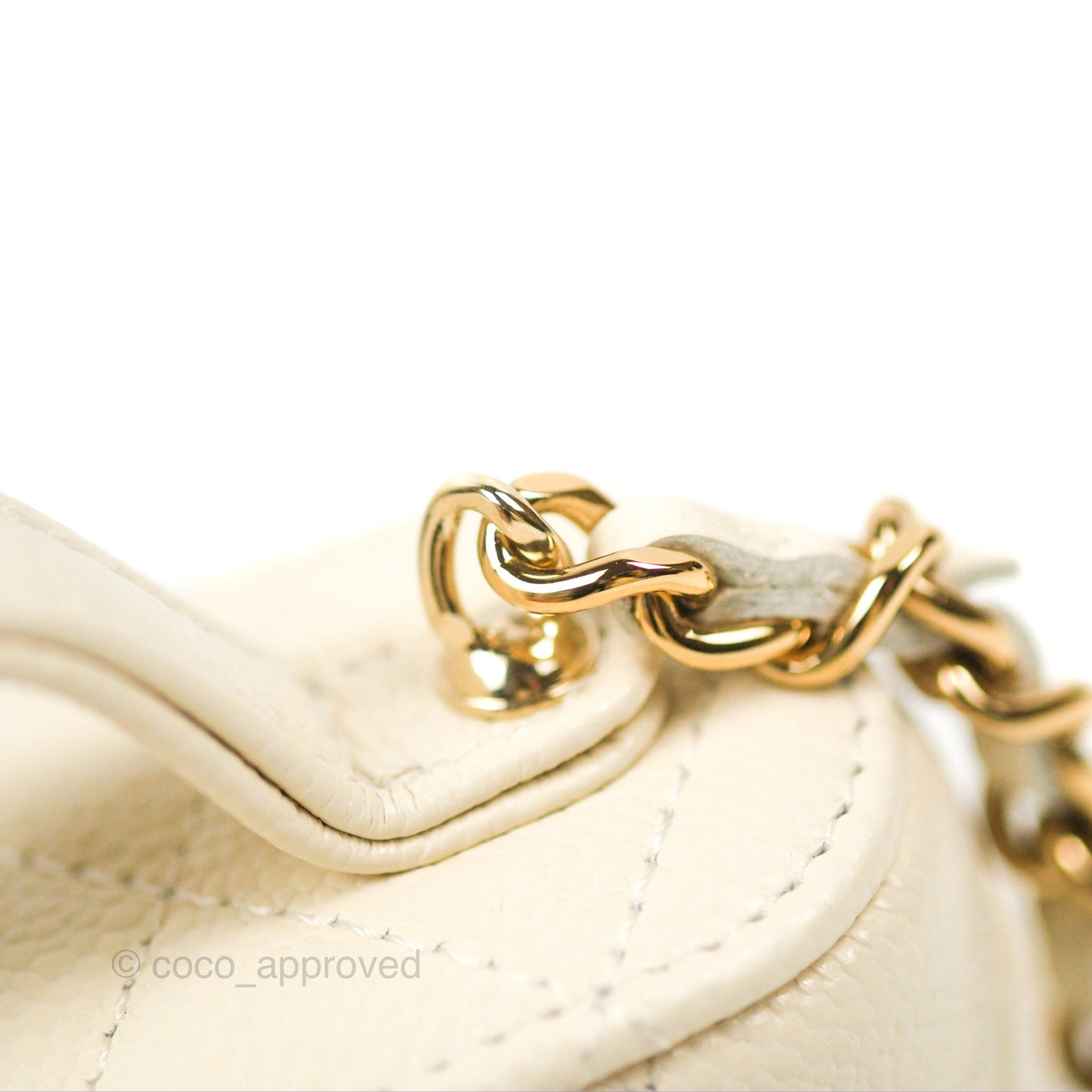 Chanel Quilted Small Handle With Care Vanity Case With Chain White Caviar Gold Hardware