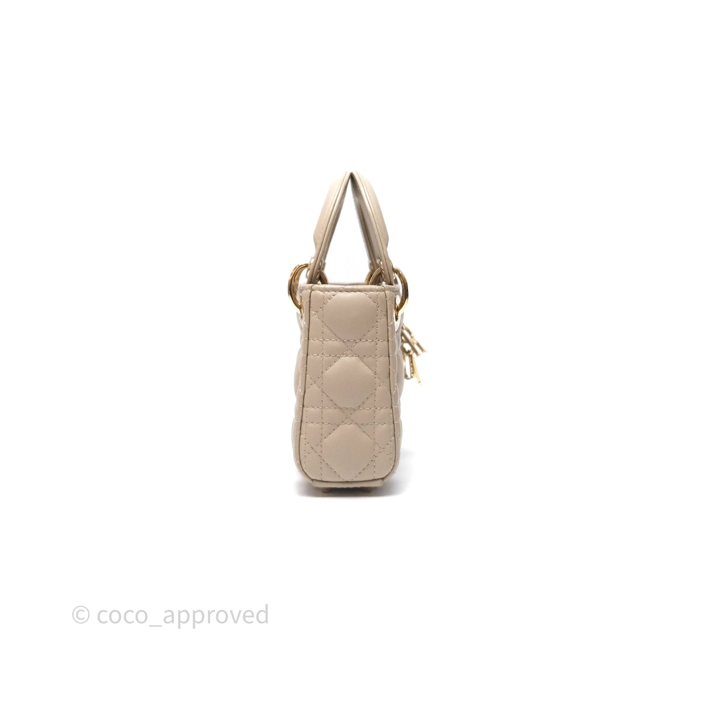 Christian Dior Micro Lady Dior Cannage Beige Lambskin Gold Hardware