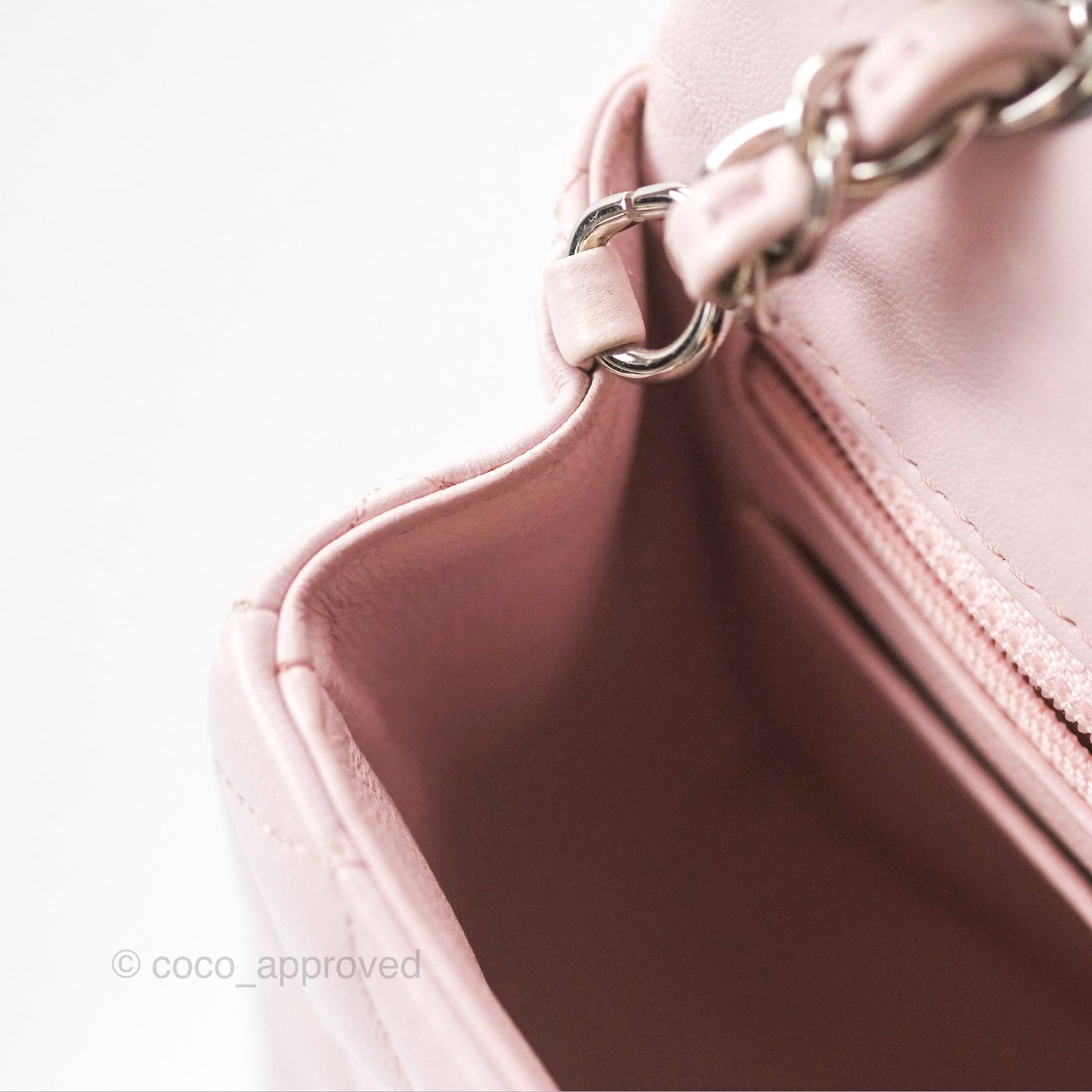 Chanel Quilted Mini Rectangular Light Pink Lambskin Silver Hardware