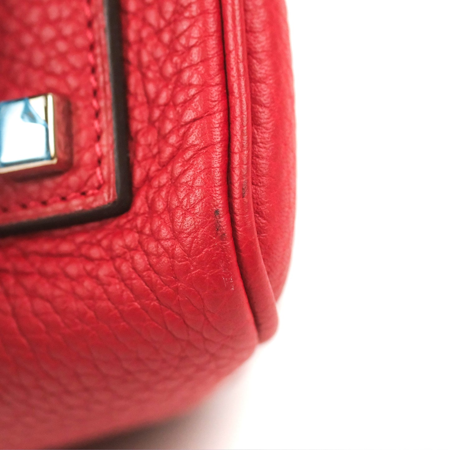 Moynat Swing Bag Red Grained Leather Silver Hardware