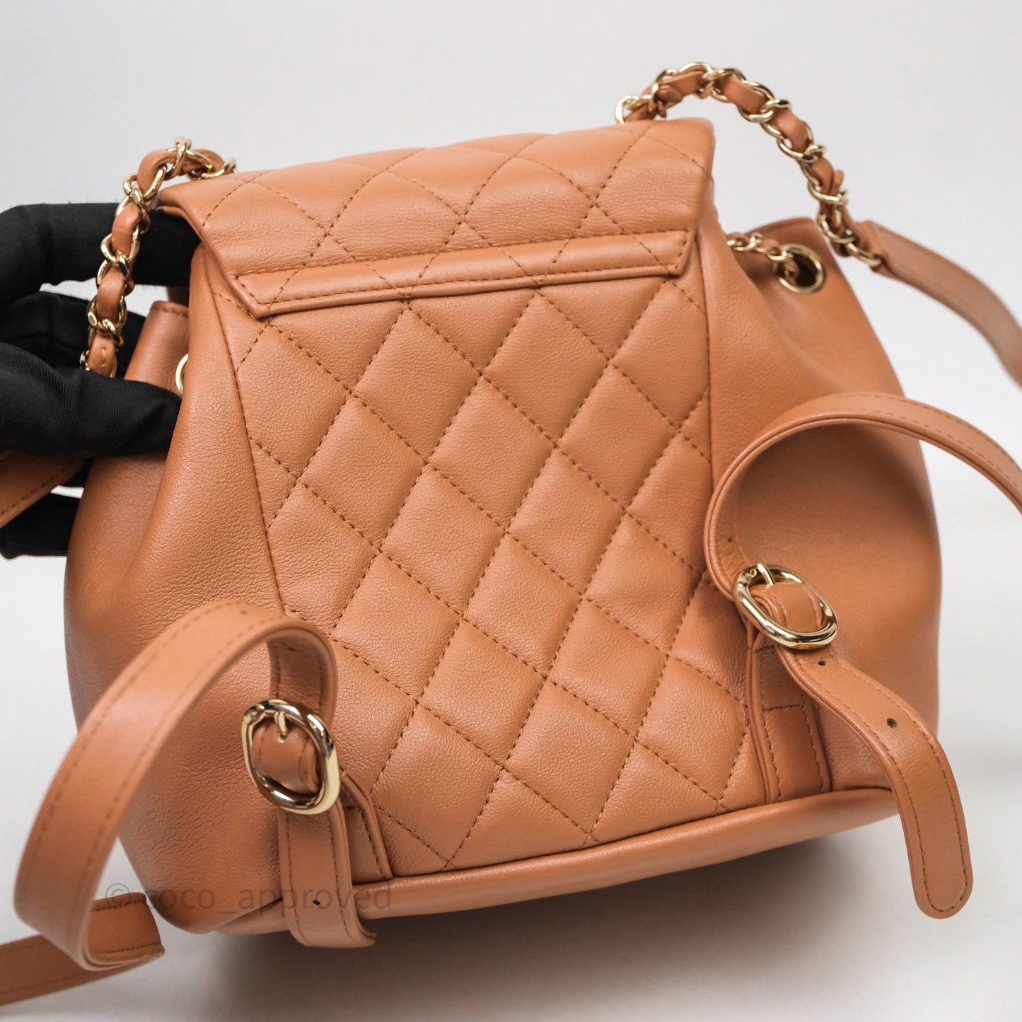 Chanel Small Duma Drawstring Backpack Camel Calfskin