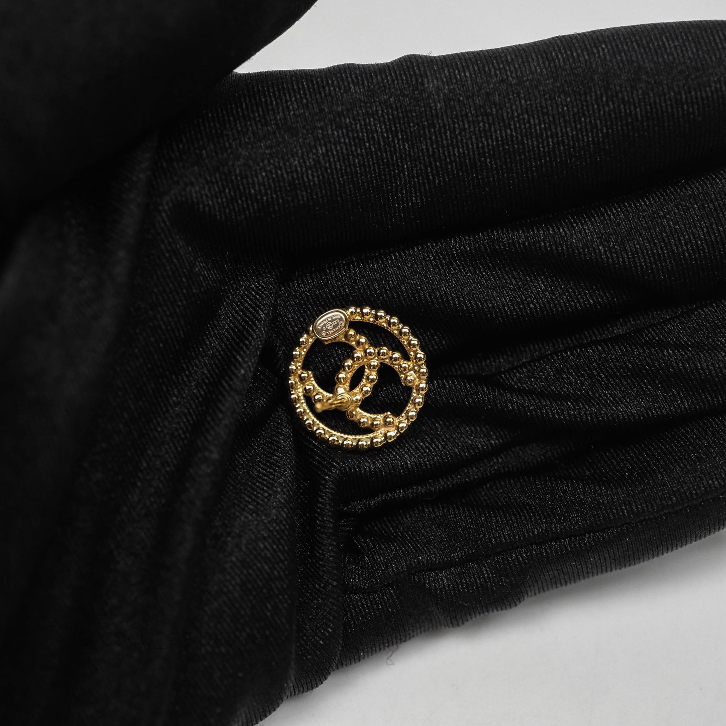 Chanel CC Round Metal Bead Earrings Gold Tone 22C