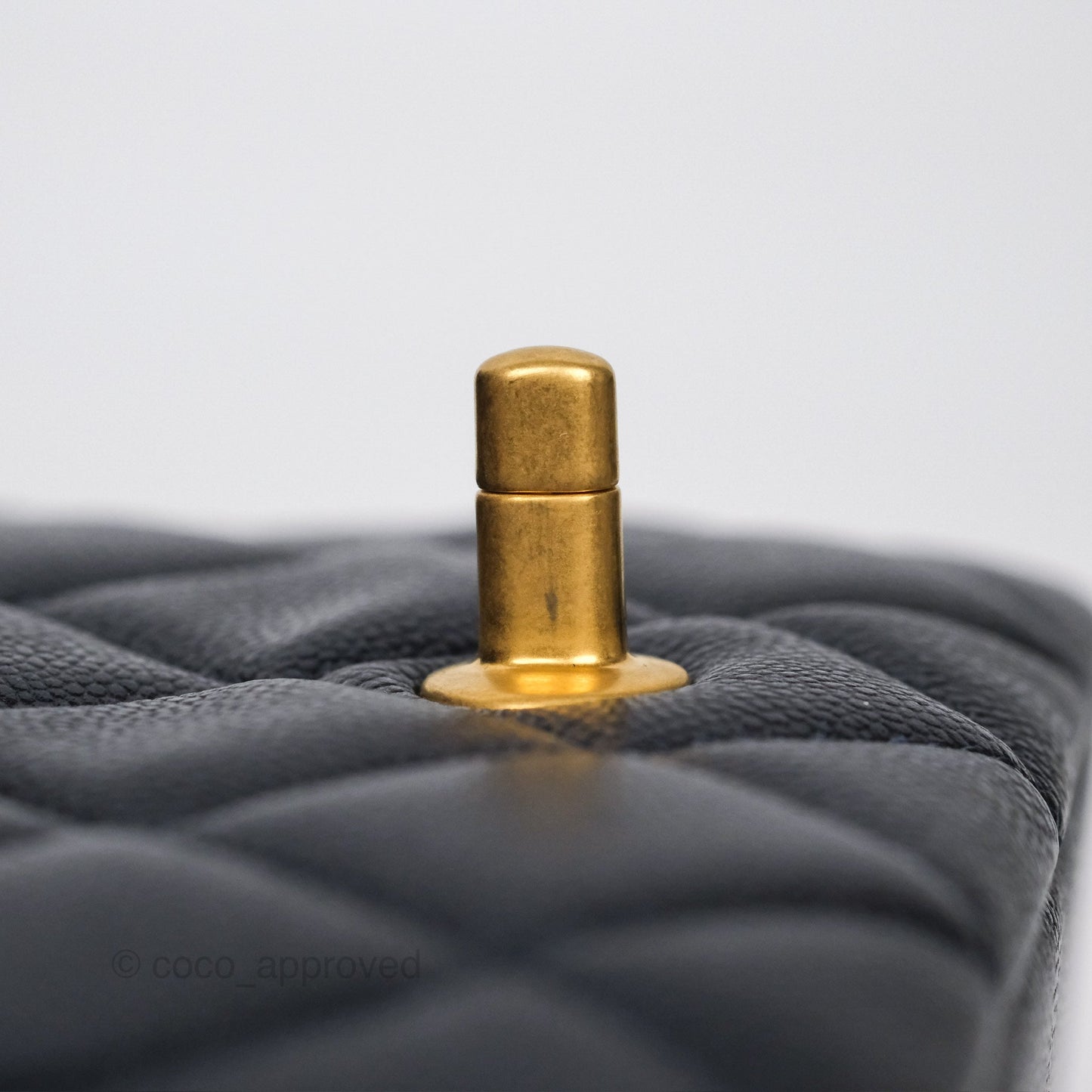 Chanel My Perfect Mini Flap Quilted Iridescent Navy Caviar Aged Gold Hardware