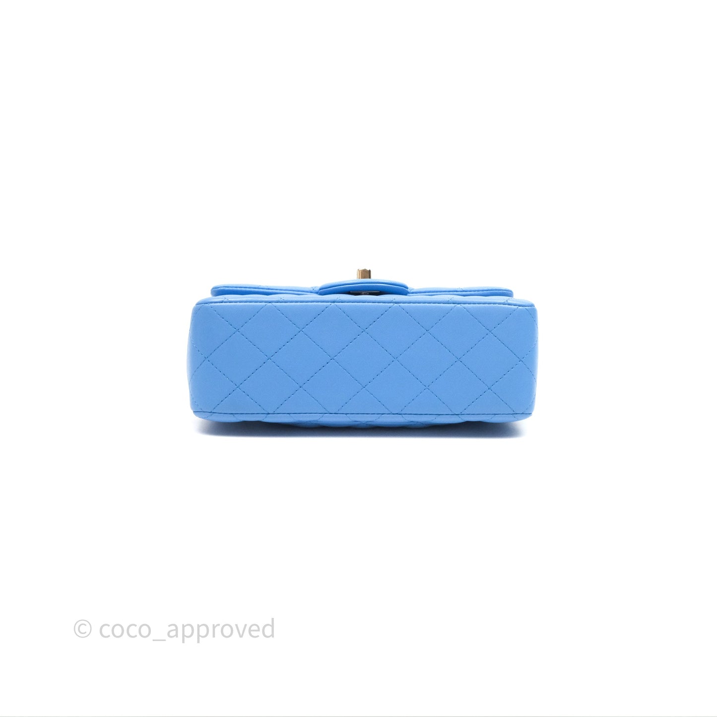 Chanel Top Handle Mini Rectangular Flap Blue Lambskin Gold Hardware
