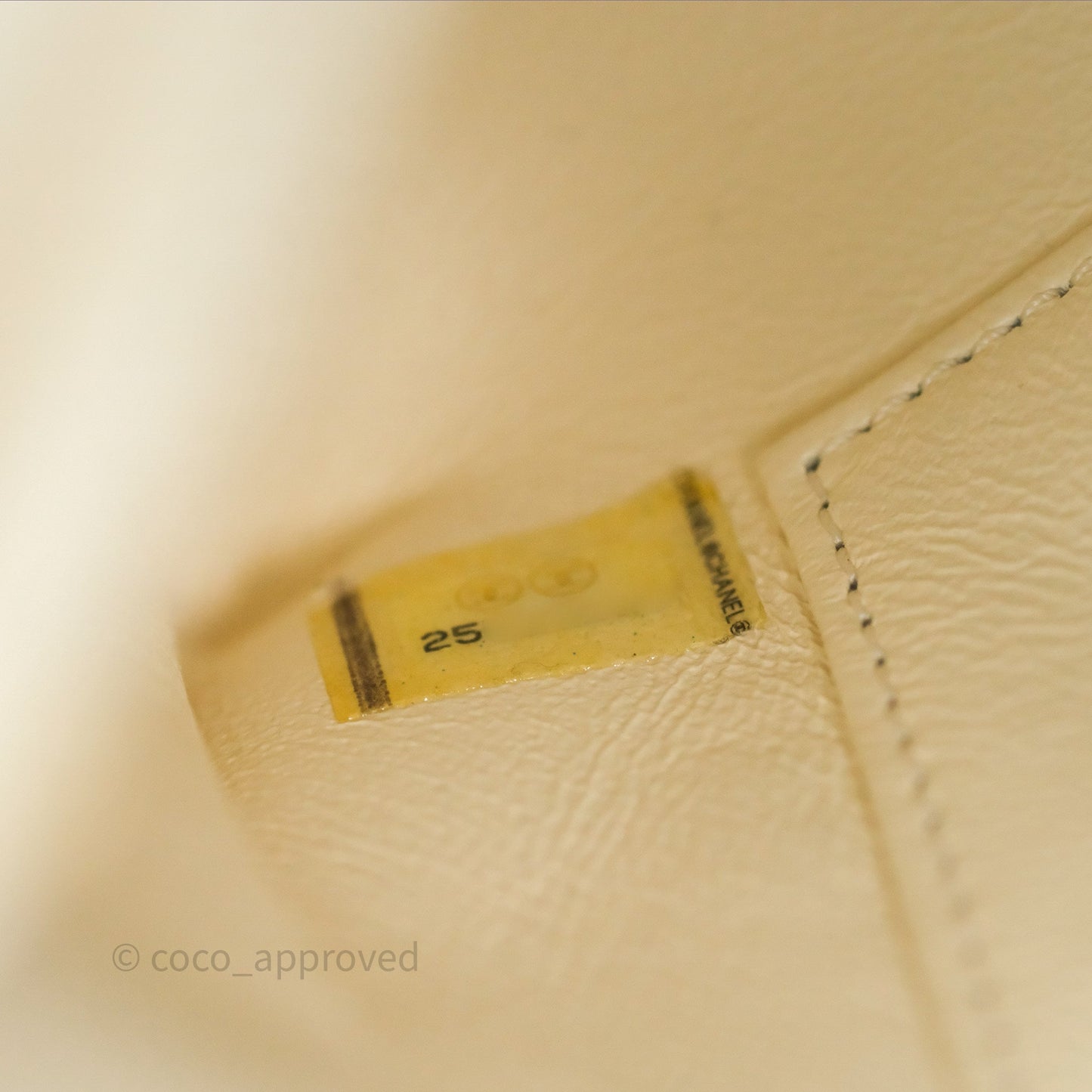 Chanel Medium Coco Handle Chevron Aged Calfskin Ivory Aged Gold Hardware Beige Lizard Handle