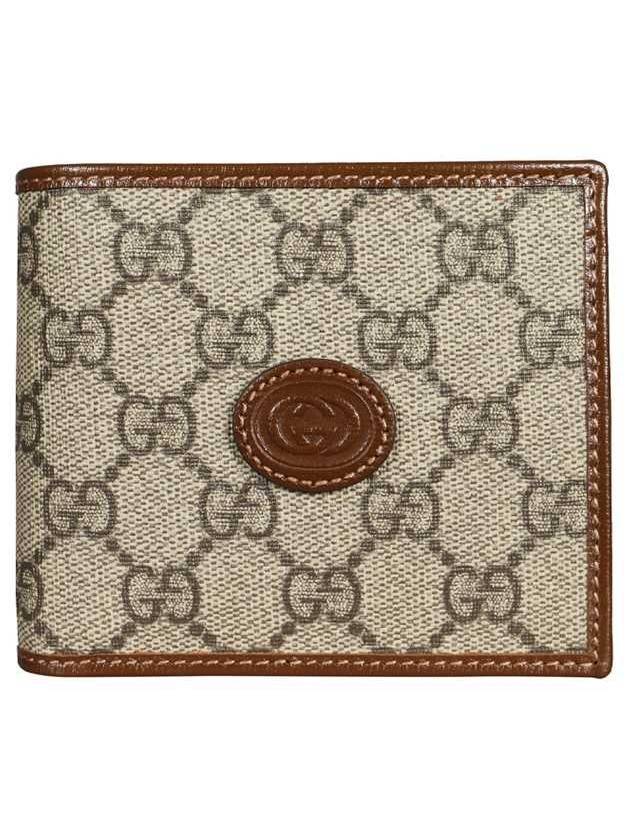 Luxury Gucci Trending 2025 GG Logo Interlocking Half Wallet Brown